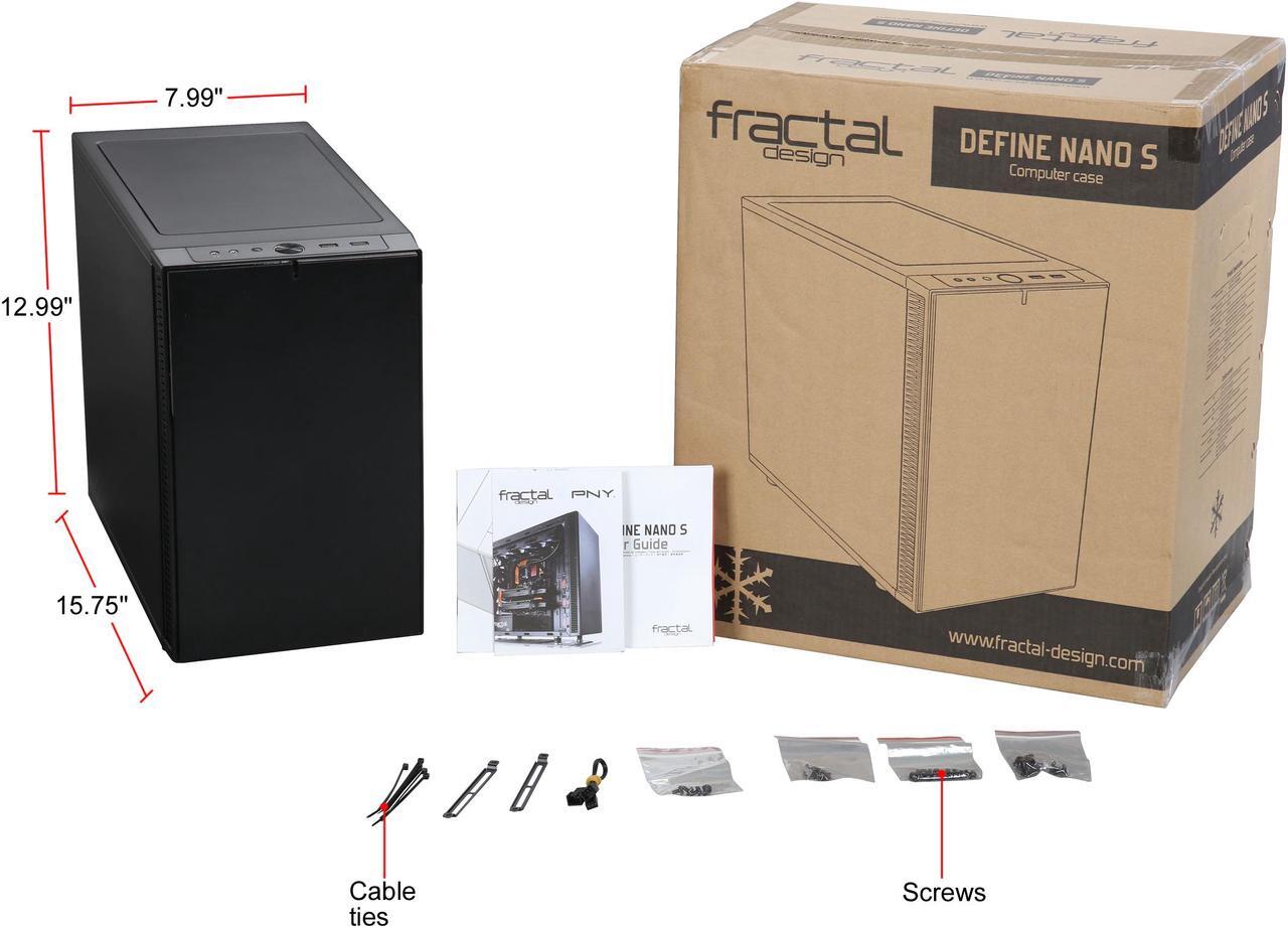 Alt view image 16 of 15 - Fractal Design Define Nano S Black Silent Mini ITX Mini Tower Computer Case