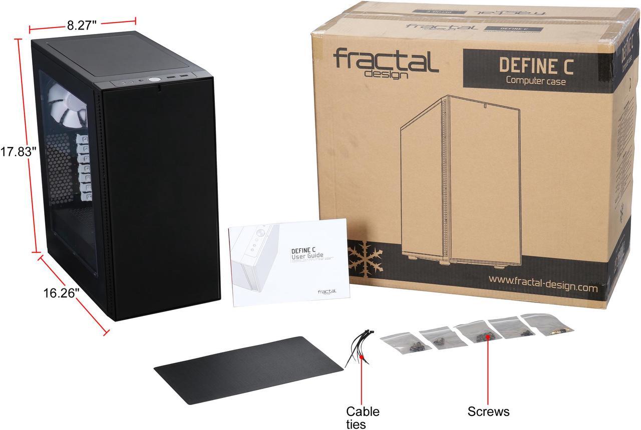 Alt view image 11 of 10 - Fractal Design Define C Black Window Silent Compact ATX Mid Tower Computer Case
