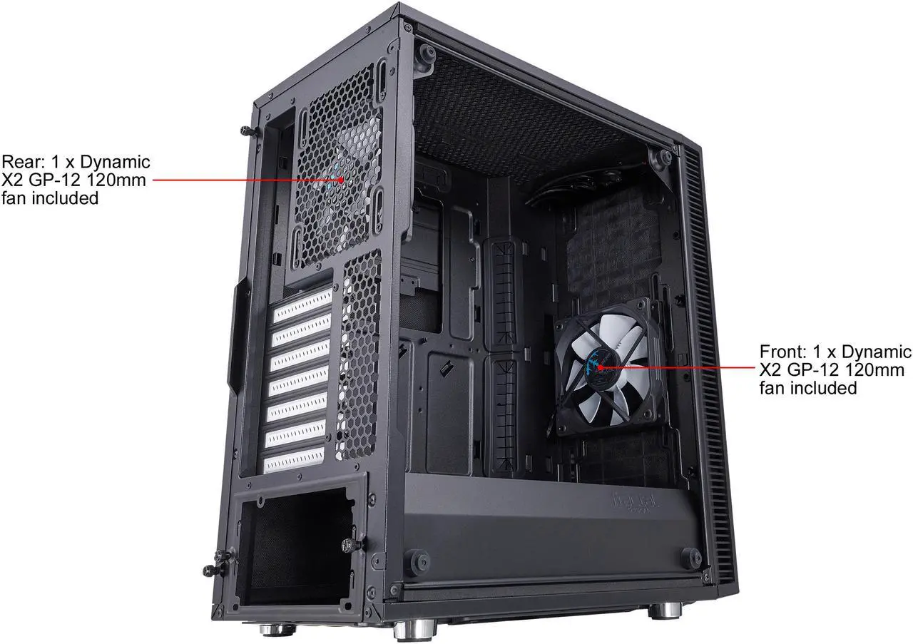 Alt view image 5 of 17 - Fractal Design Define C TG Black Tempered Glass Window Silent Compact ATX Mid Tower Computer Case
