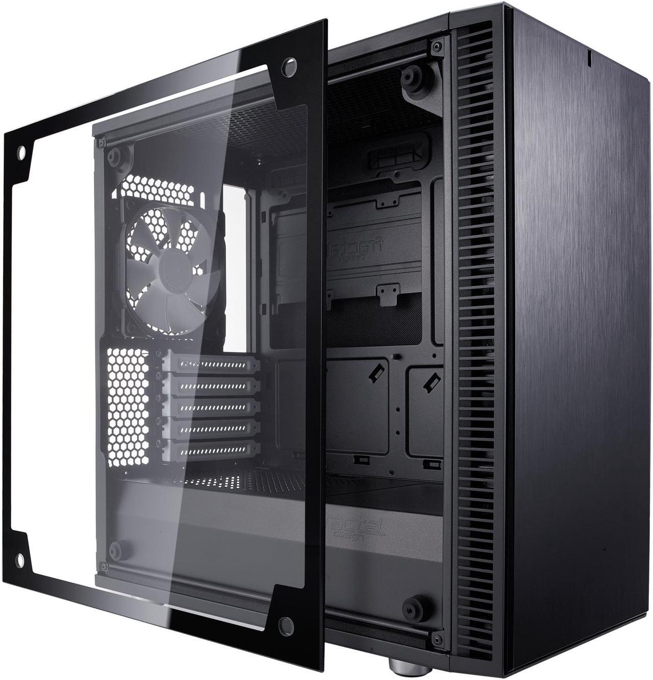 Alt view image 11 of 20 - Fractal Design Define Mini C TG Black Tempered Glass Window Silent Compact Micro ATX Mini Tower Computer Case