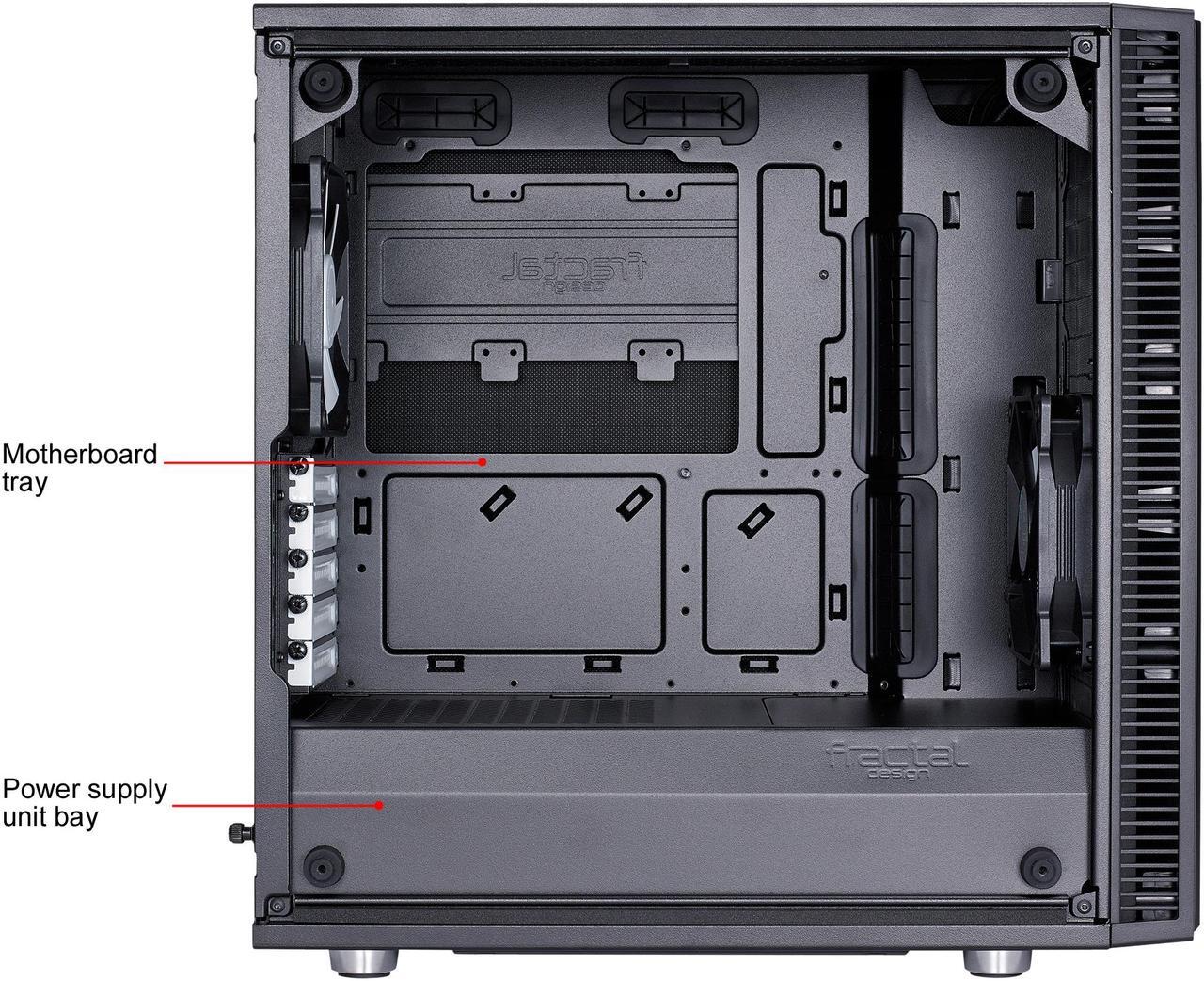 Alt view image 14 of 20 - Fractal Design Define Mini C TG Black Tempered Glass Window Silent Compact Micro ATX Mini Tower Computer Case
