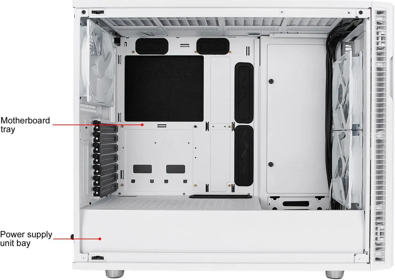 Alt view image 16 of 20 - Fractal Design Define R6 White Brushed Aluminum/Steel ATX Silent Modular Mid Tower Computer Case