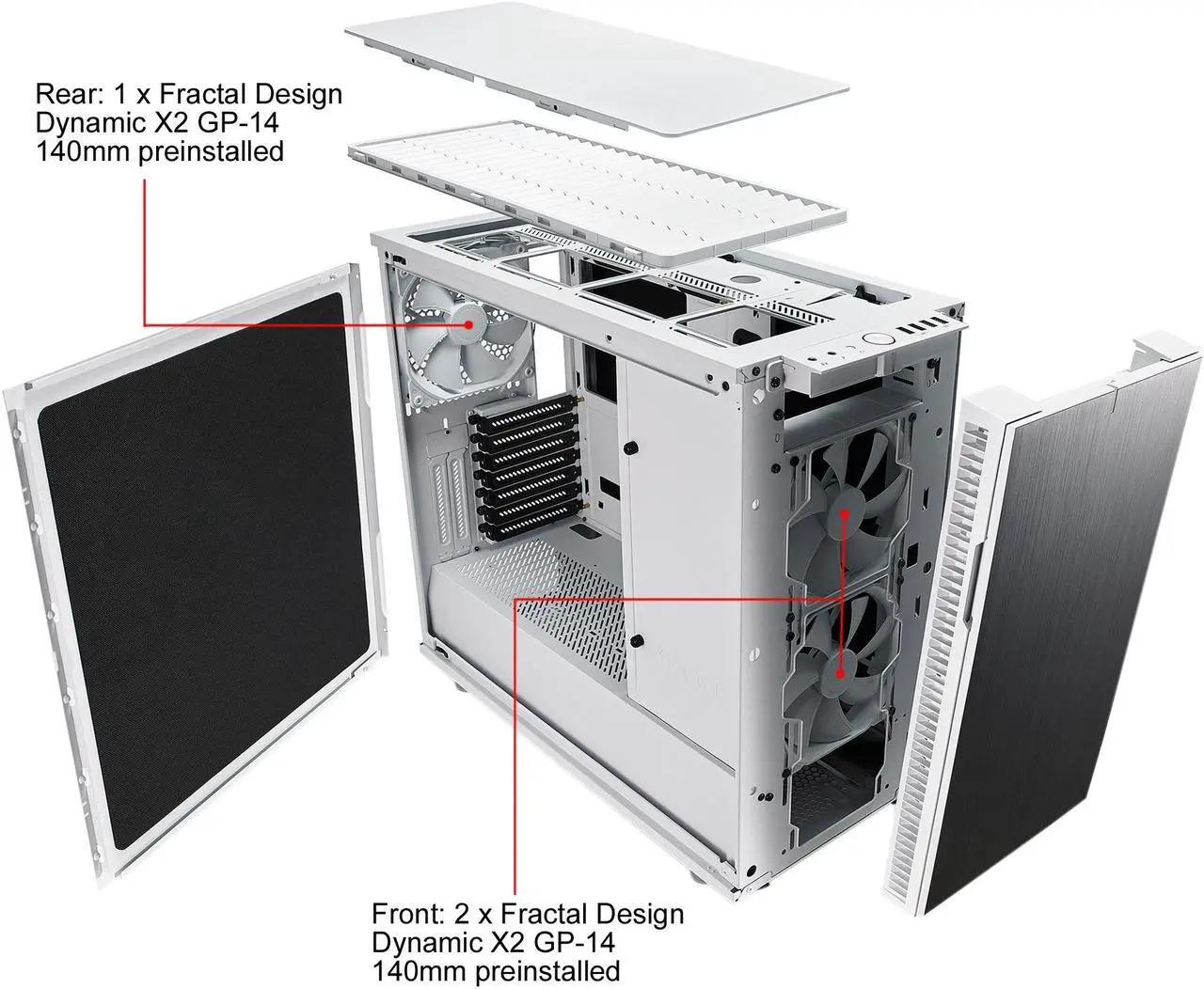 Alt view image 20 of 20 - Fractal Design Define R6 White Brushed Aluminum/Steel ATX Silent Modular Mid Tower Computer Case