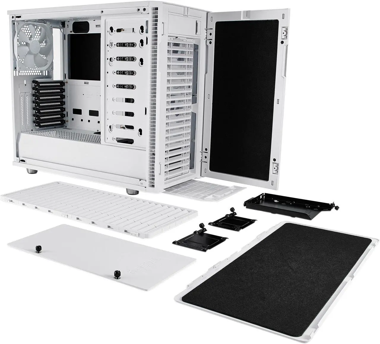 Alt view image 14 of 20 - Fractal Design Define R6 USB-C White Brushed Aluminum/Steel ATX Silent Modular Mid Tower Computer Case