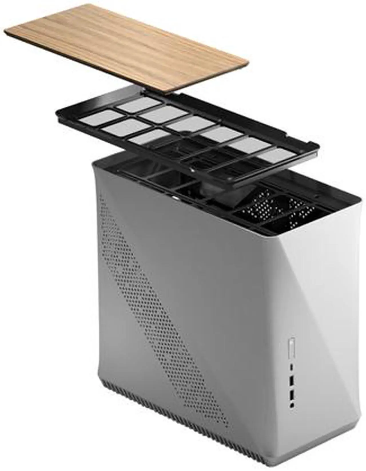 Alt view image 15 of 20 - Fractal Design Era ITX Silver Anodized Aluminum/Steel Mini-ITX Compact Modular Small Form Factor Computer Case with White Oak Top Panel