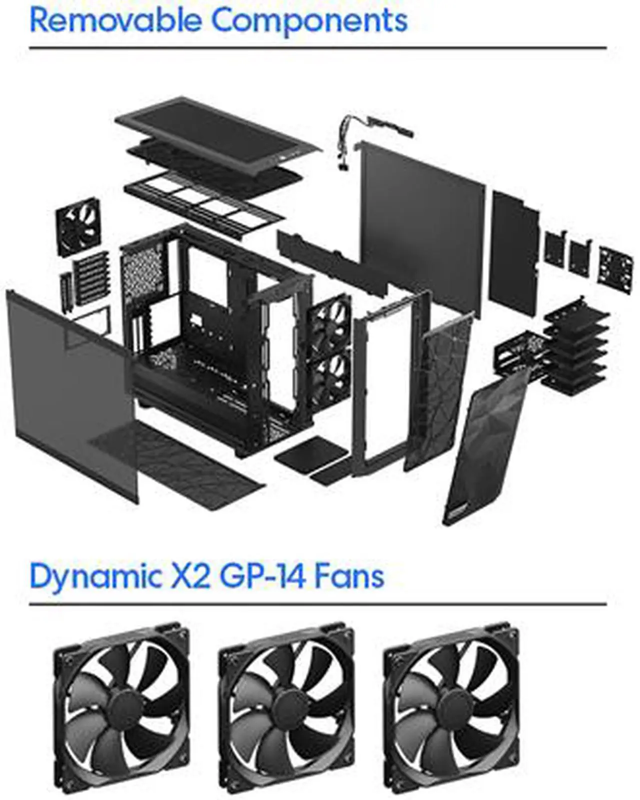 Alt view image 17 of 19 - Fractal Design Meshify 2 Gray ATX Flexible Light Tinted Tempered Glass Window Mid Tower Computer Case