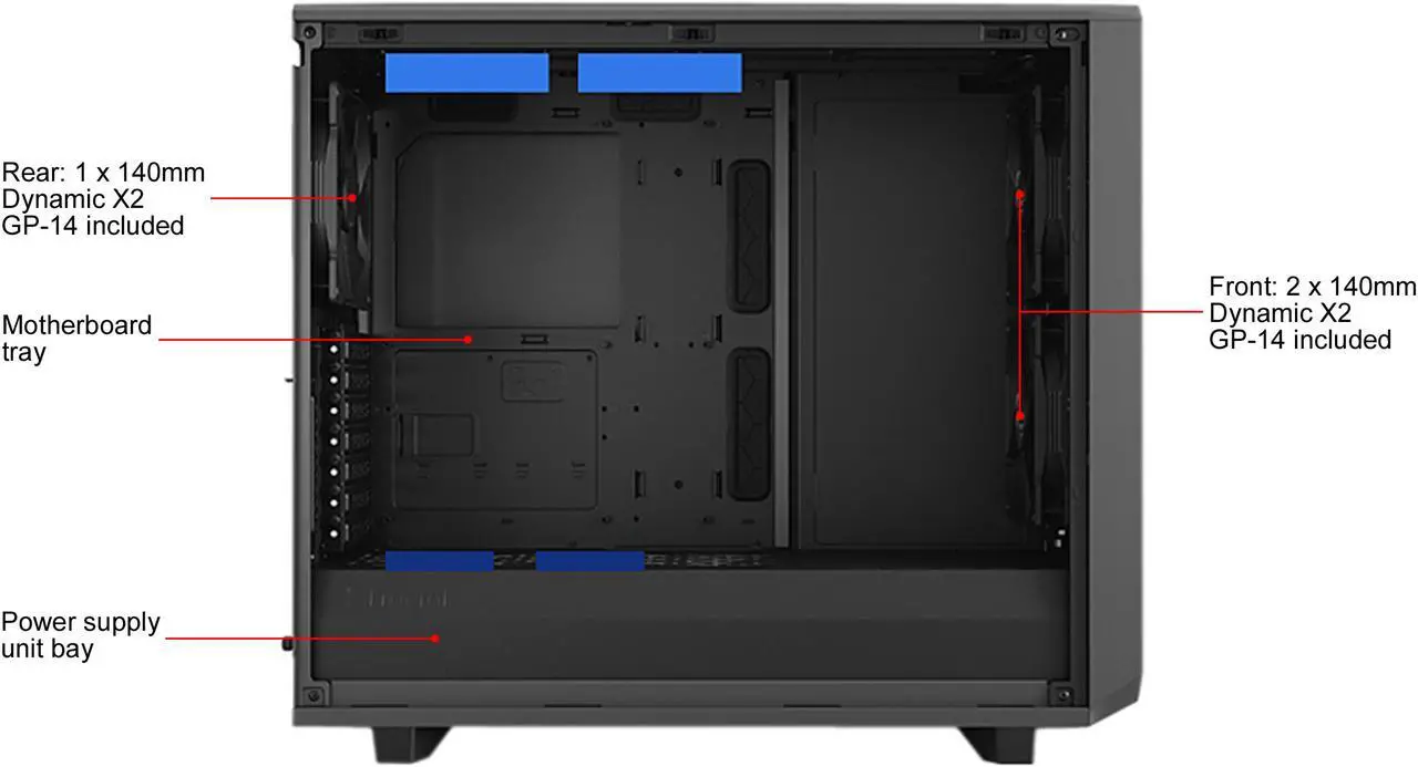 Alt view image 6 of 19 - Fractal Design Meshify 2 Gray ATX Flexible Light Tinted Tempered Glass Window Mid Tower Computer Case