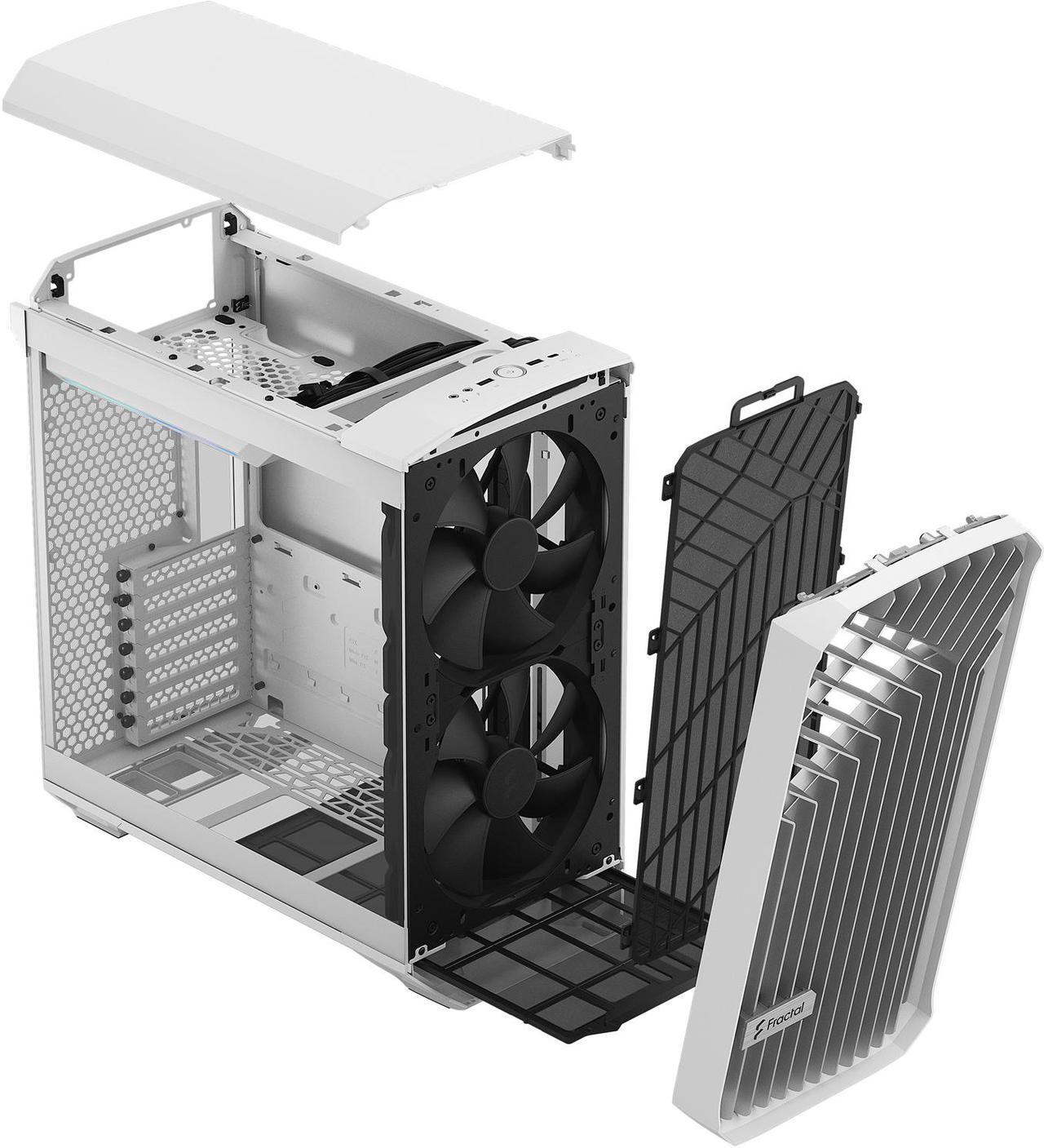 Alt view image 13 of 19 - Fractal Design Torrent Compact White Steel / Tempered Glass ATX Mid Tower Computer Case ATX Power Supply