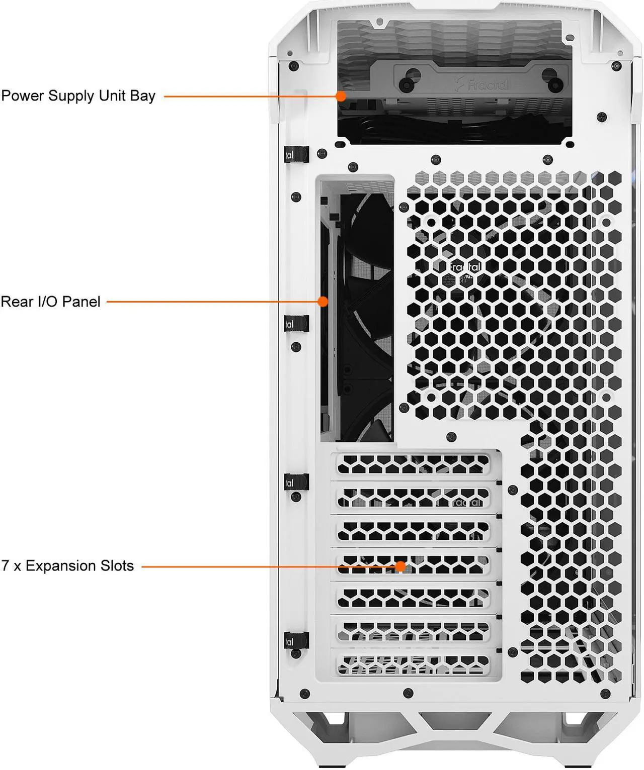Alt view image 19 of 19 - Fractal Design Torrent Compact White Steel / Tempered Glass ATX Mid Tower Computer Case ATX Power Supply