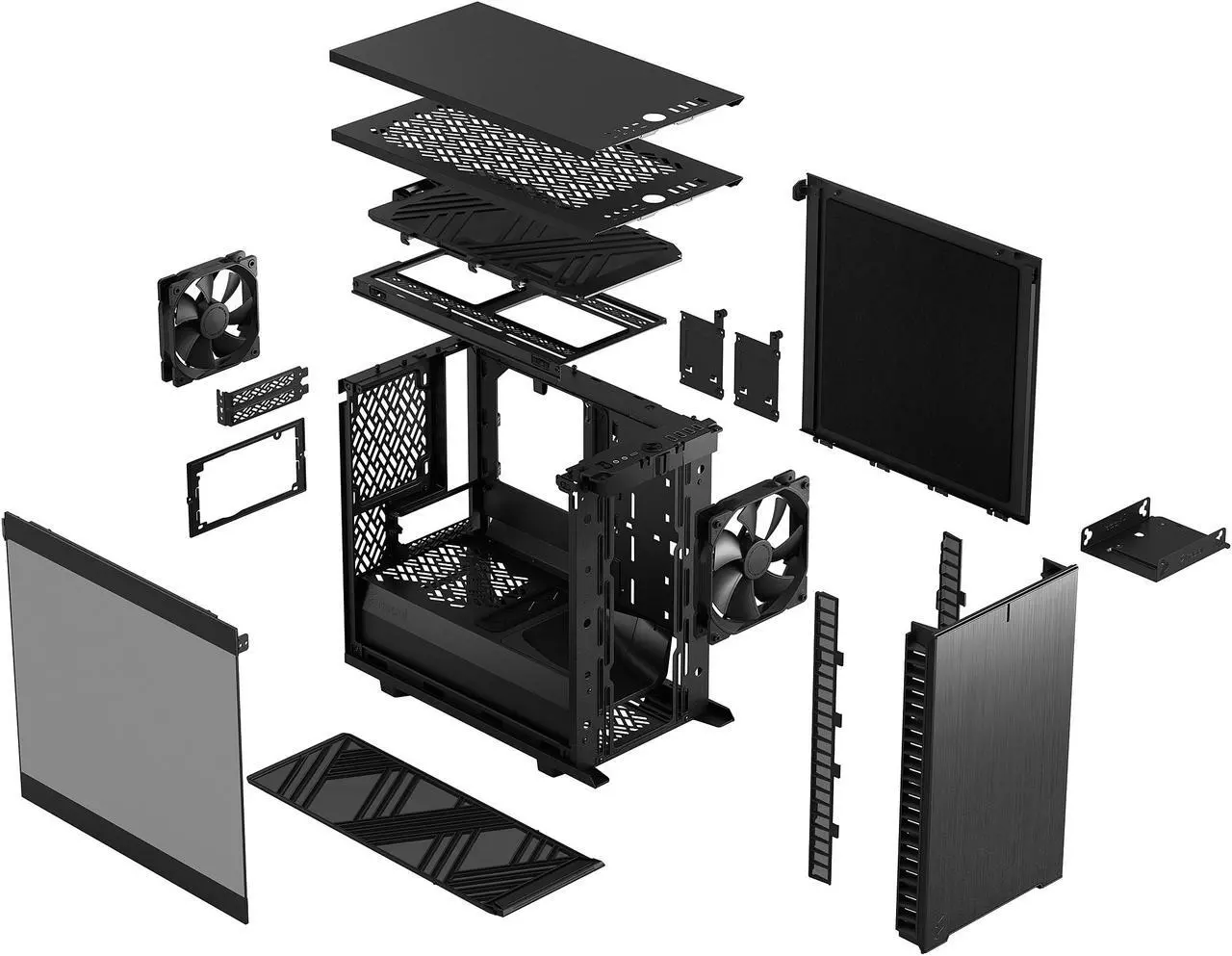 Alt view image 3 of 20 - Fractal Design Define 7 Nano Black Brushed Aluminum/Steel Silent Mini ITX Light Tinted Tempered Glass Window Nano Tower Computer Case