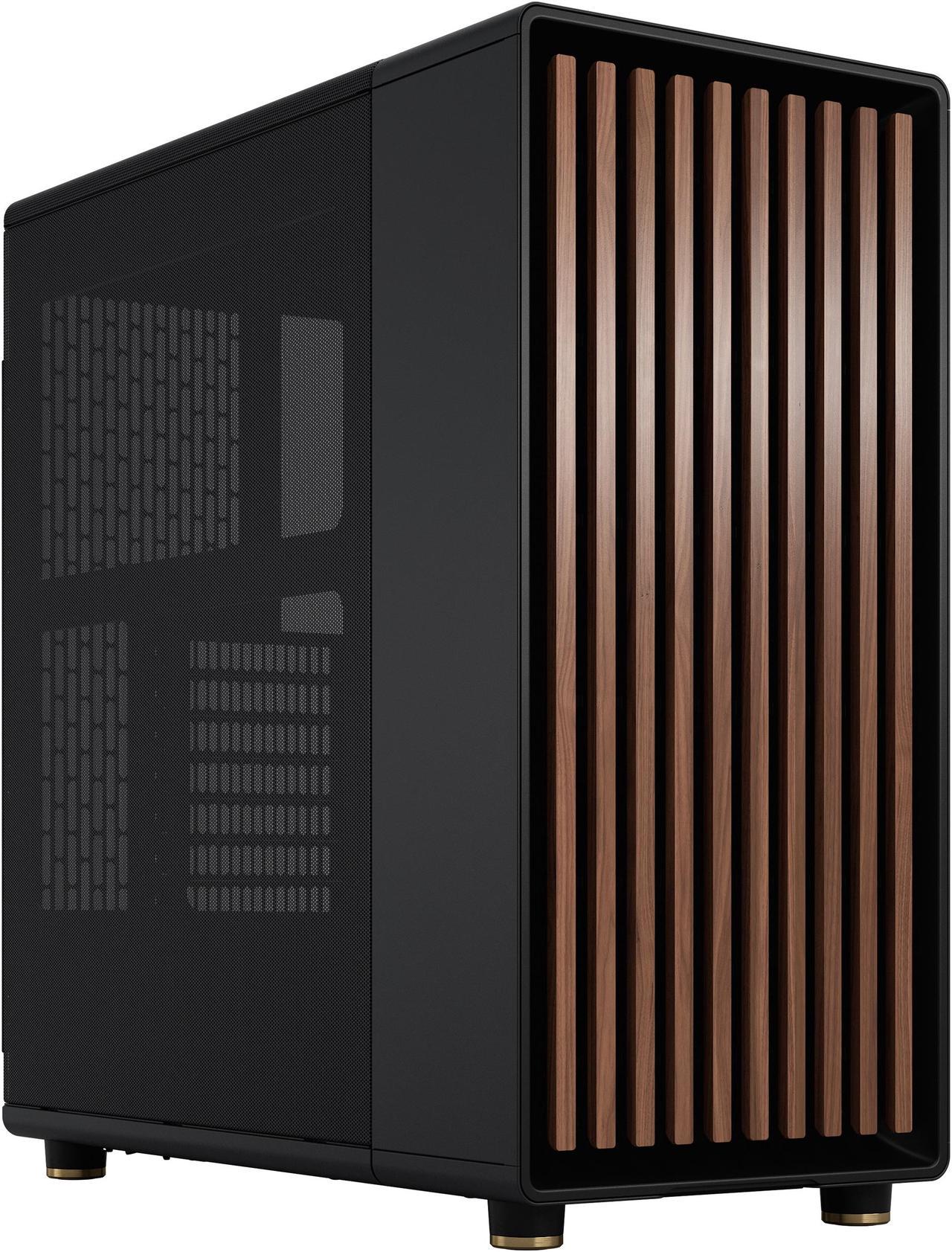 Fractal Design North Atx Matx Mid Tower Pc Case Charcoal Black Chassis With Walnut Front And