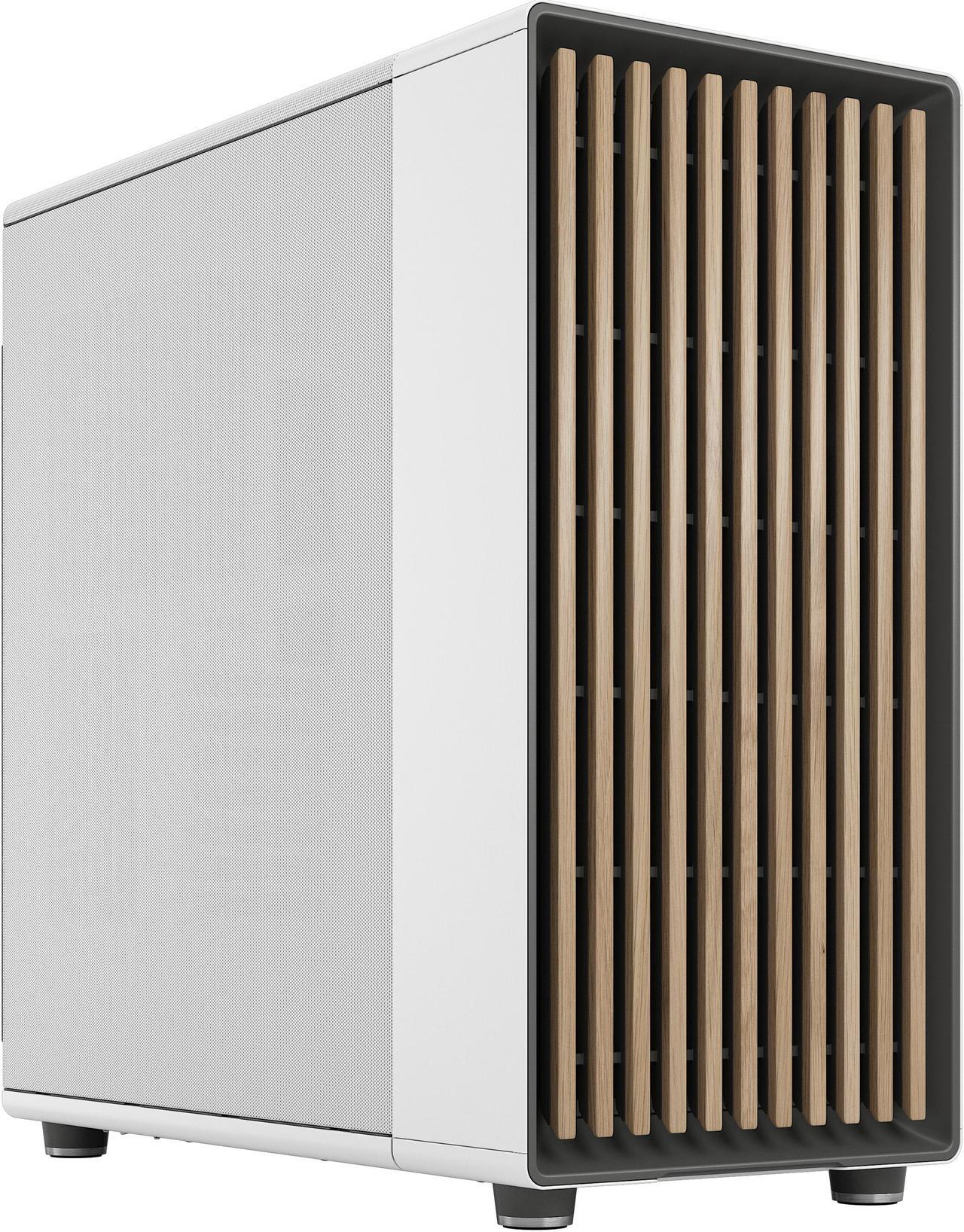 Fractal Design North XL ATX mATX Mid Tower PC Case - Chalk White Chassis with Oak Front and Mesh Side Panel - FD-C-NOR1X-03