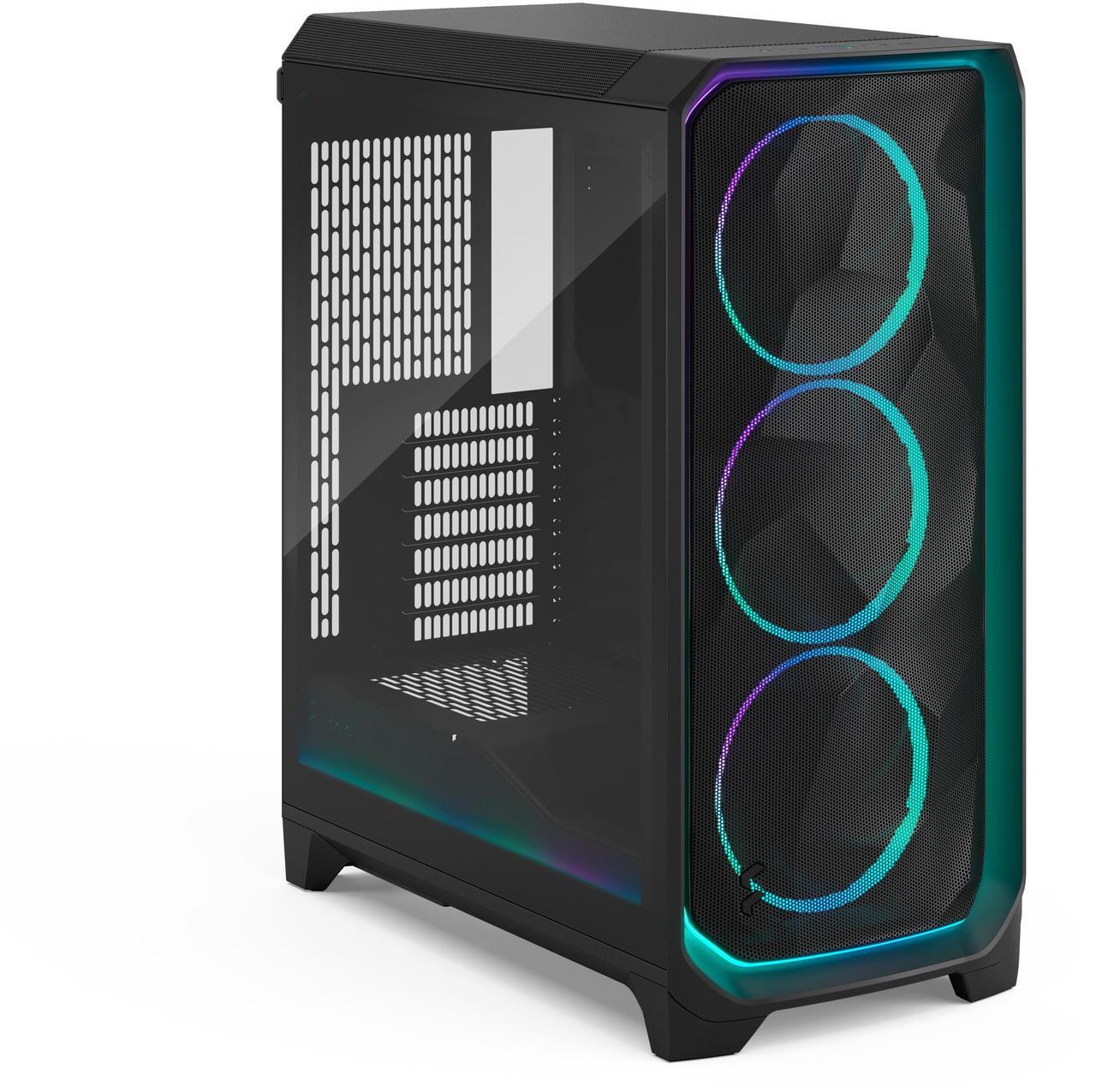 Alt view image 13 of 17 - Fractal Design Meshify 3 Ambience Pro RGB ATX mATX Mid Tower PC Case - Black Chassis with Light Tinted TG Side Panel