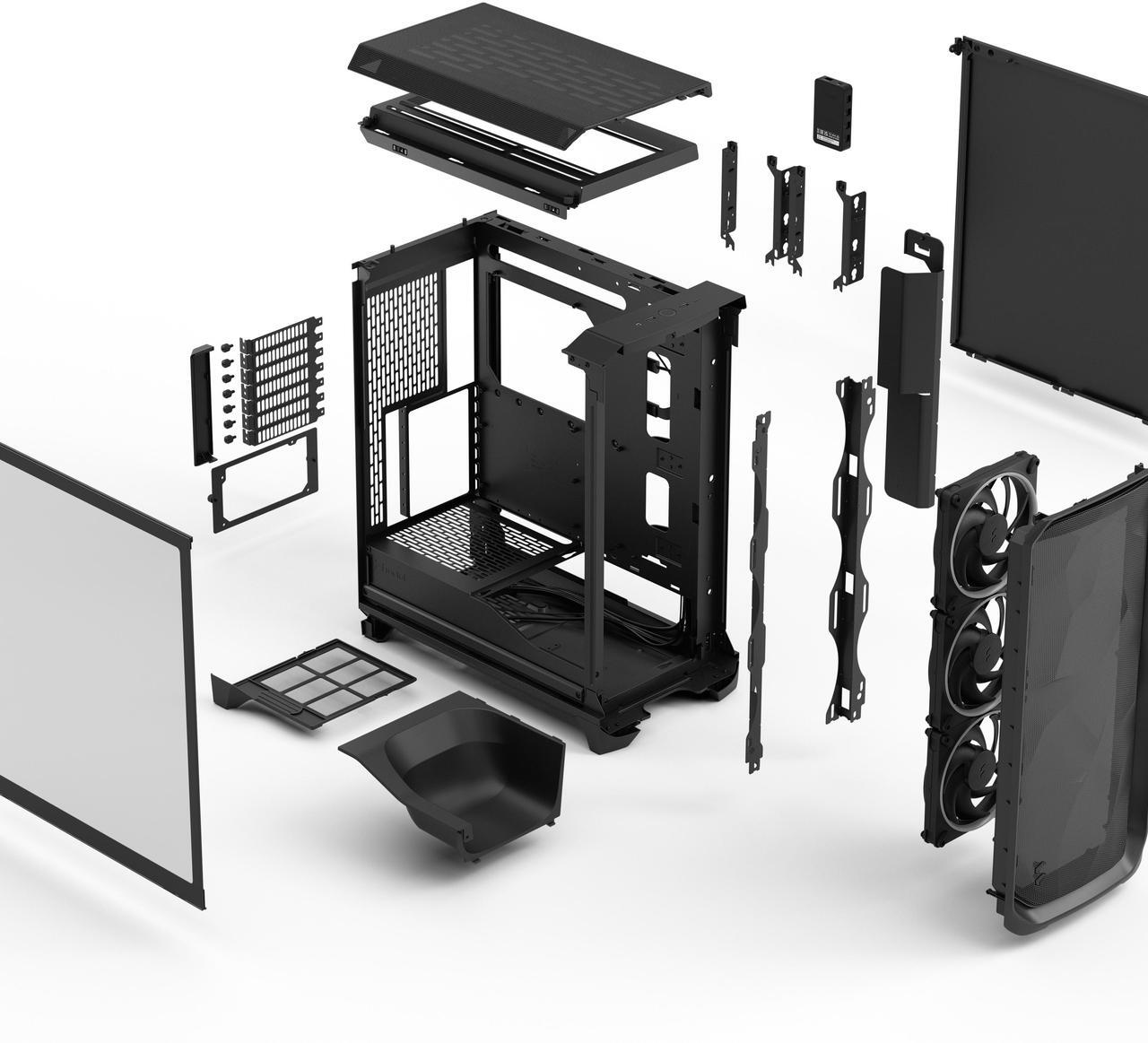 Alt view image 17 of 17 - Fractal Design Meshify 3 Ambience Pro RGB ATX mATX Mid Tower PC Case - Black Chassis with Light Tinted TG Side Panel