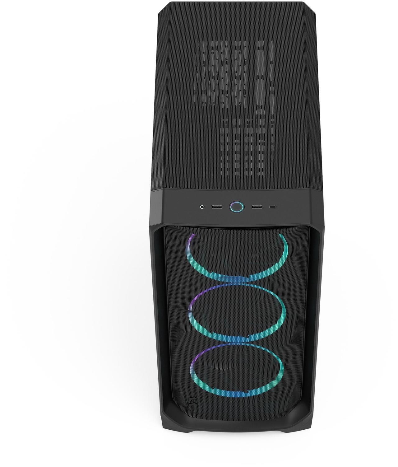 Alt view image 5 of 17 - Fractal Design Meshify 3 RGB ATX mATX Mid Tower PC Case - Black Chassis with Light Tinted TG Side Panel