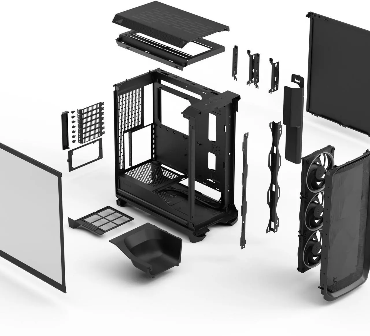 Alt view image 17 of 17 - Fractal Design Meshify 3 RGB ATX mATX Mid Tower PC Case - Black Chassis with Light Tinted TG Side Panel