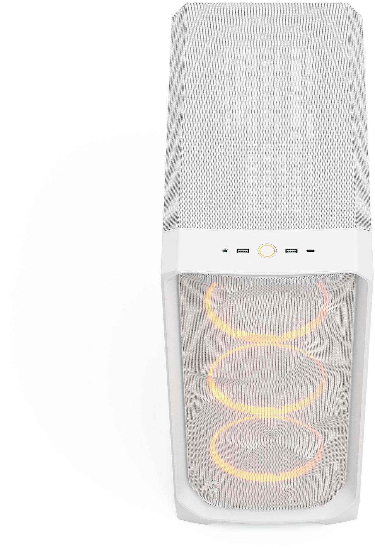 Alt view image 5 of 17 - Fractal Design Meshify 3 RGB ATX mATX Mid Tower PC Case - White Chassis with Clear TG Side Panel