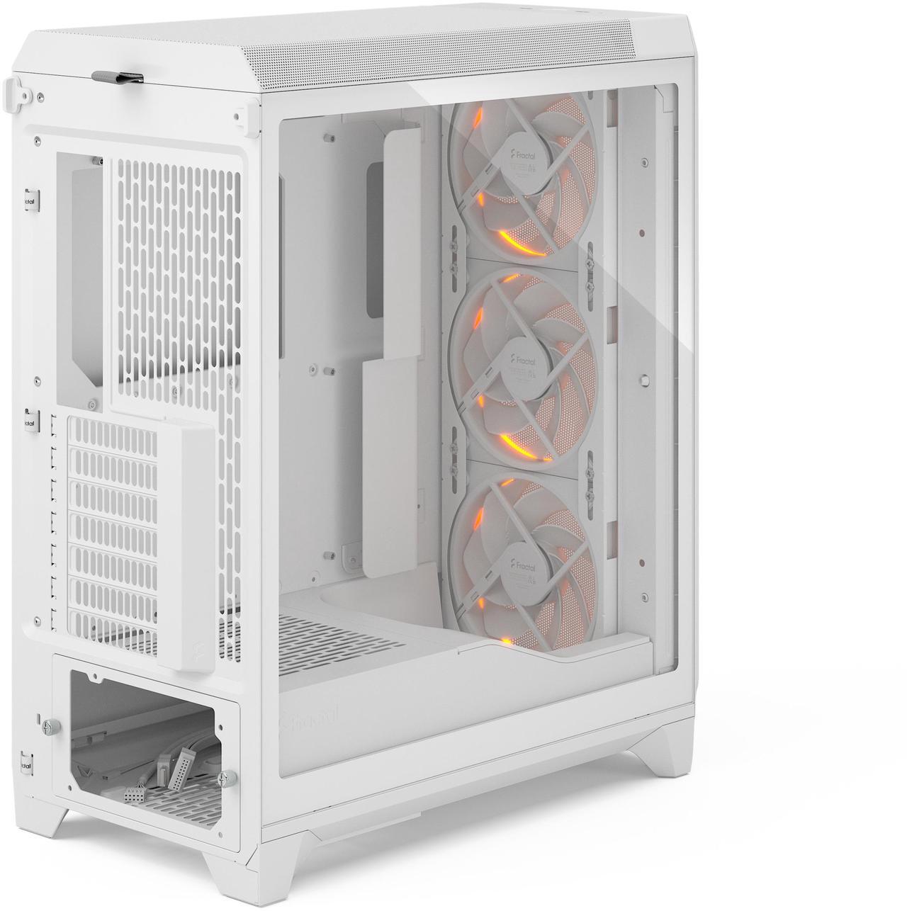 Alt view image 12 of 17 - Fractal Design Meshify 3 RGB ATX mATX Mid Tower PC Case - White Chassis with Clear TG Side Panel