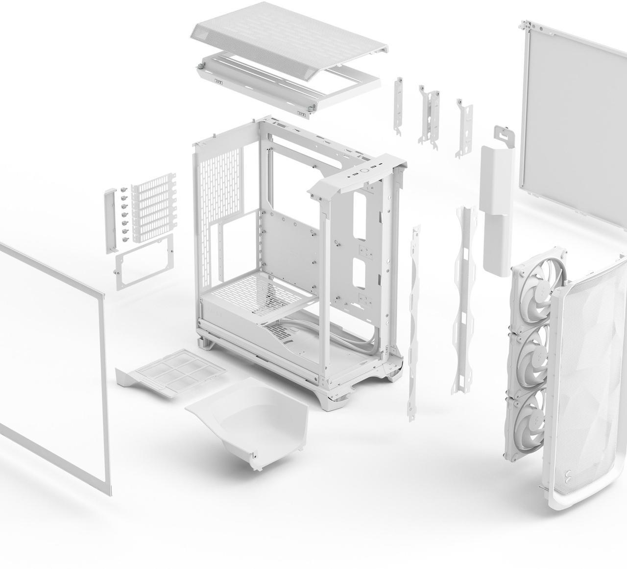Alt view image 17 of 17 - Fractal Design Meshify 3 RGB ATX mATX Mid Tower PC Case - White Chassis with Clear TG Side Panel