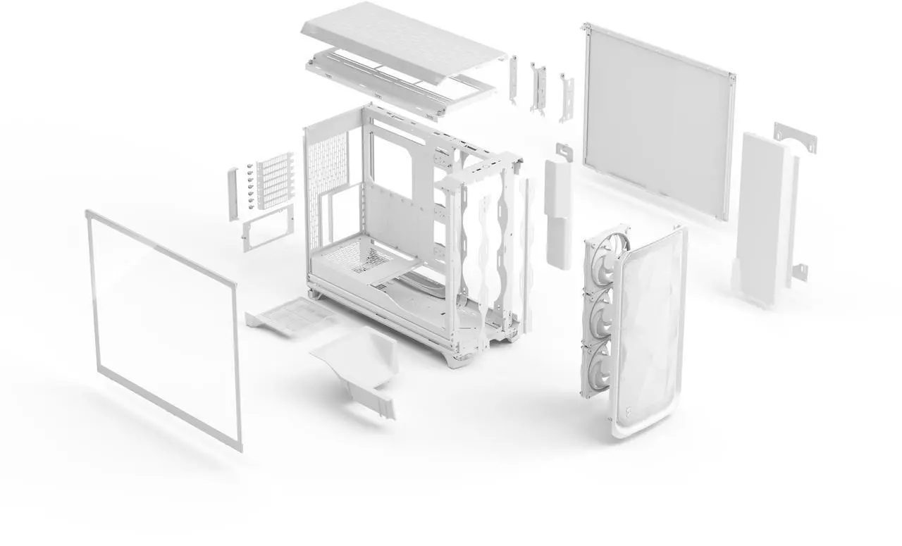 Alt view image 17 of 17 - Fractal Design Meshify 3 XL RGB E-ATX Full Tower PC Case -  White Chassis with Clear TG Side Panel
