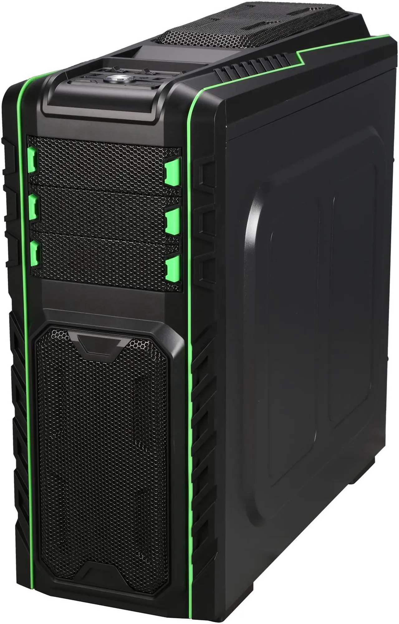Alt view image 4 of 10 - DIYPC Skyline-07-G Black SECC ATX Full Tower Gaming USB 3.0 Computer Case w/ 7 x 120mm Green fans