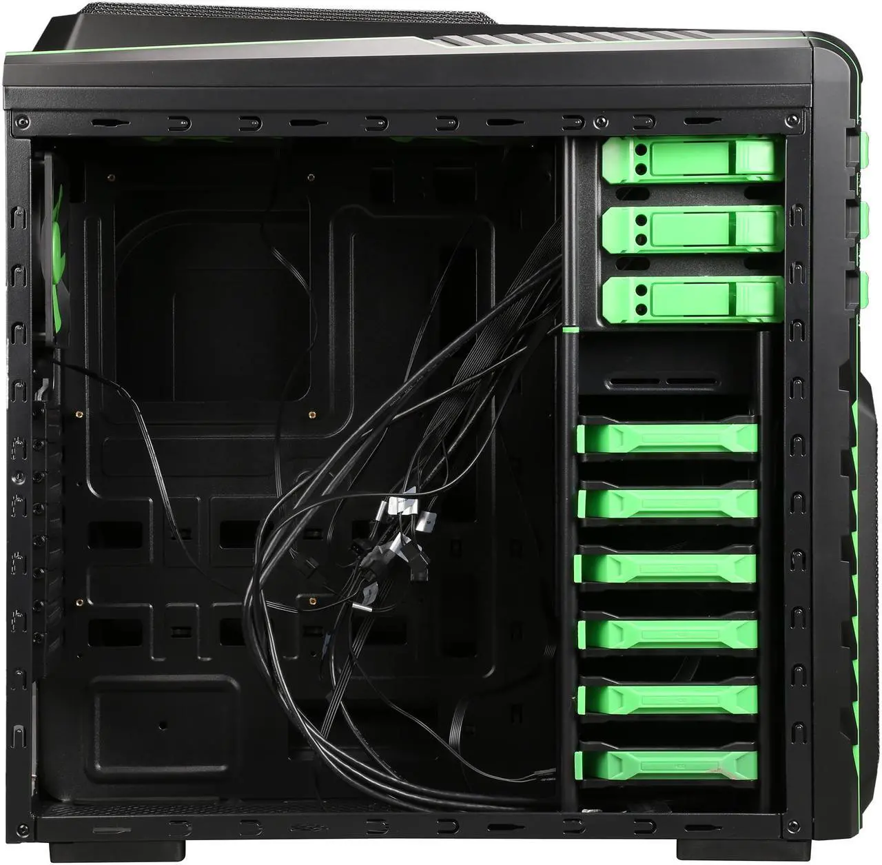 Alt view image 7 of 10 - DIYPC Skyline-07-G Black SECC ATX Full Tower Gaming USB 3.0 Computer Case w/ 7 x 120mm Green fans
