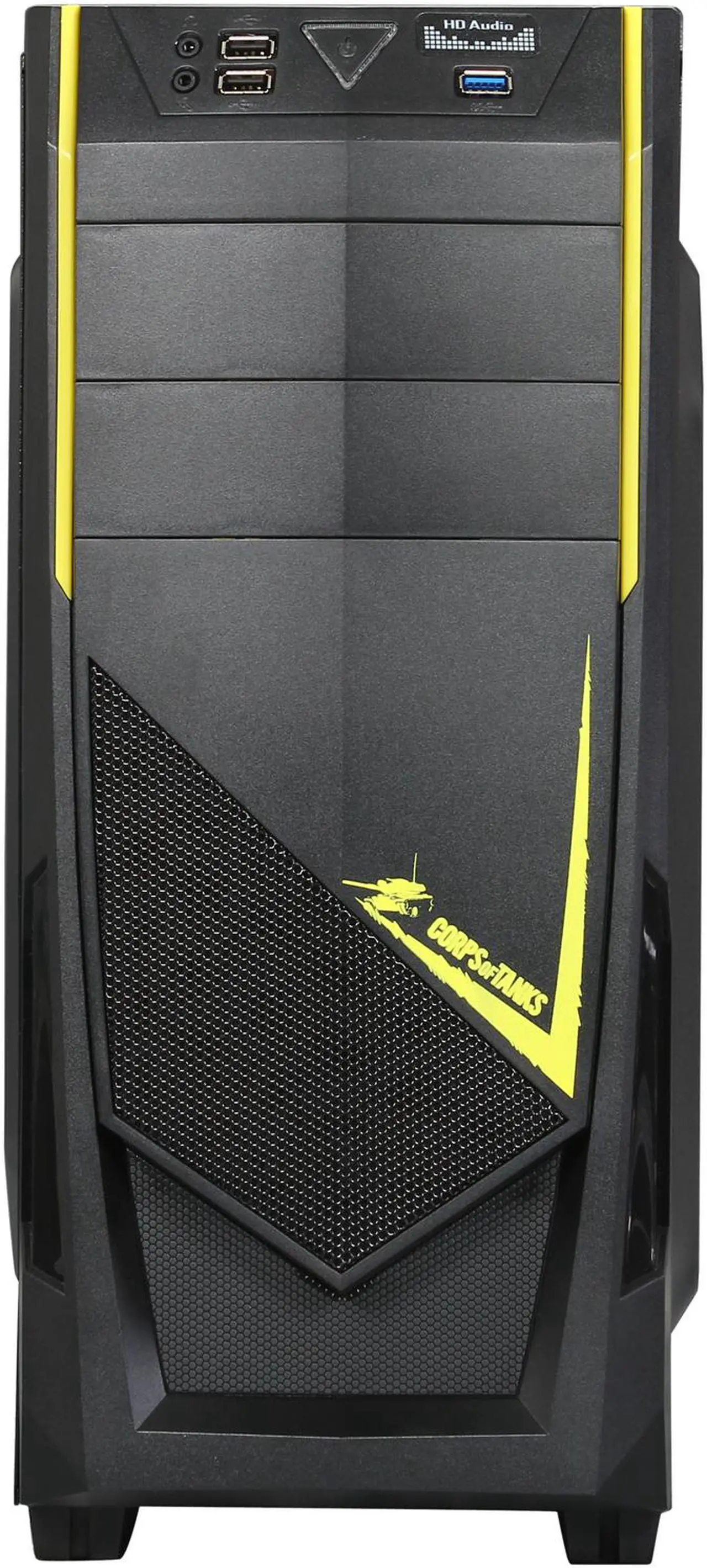 Alt view image 3 of 9 - DIYPC Ranger-R8-Y Black/Yellow USB 3.0 ATX Mid Tower Gaming Computer Case with 3 x Yellow Fans (1 x 140mm LED Fan x side, 1x120mm LED Fan x front, 1 x 120mm fan x rear)