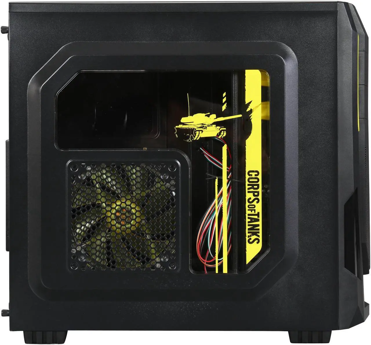 Alt view image 5 of 9 - DIYPC Ranger-R8-Y Black/Yellow USB 3.0 ATX Mid Tower Gaming Computer Case with 3 x Yellow Fans (1 x 140mm LED Fan x side, 1x120mm LED Fan x front, 1 x 120mm fan x rear)