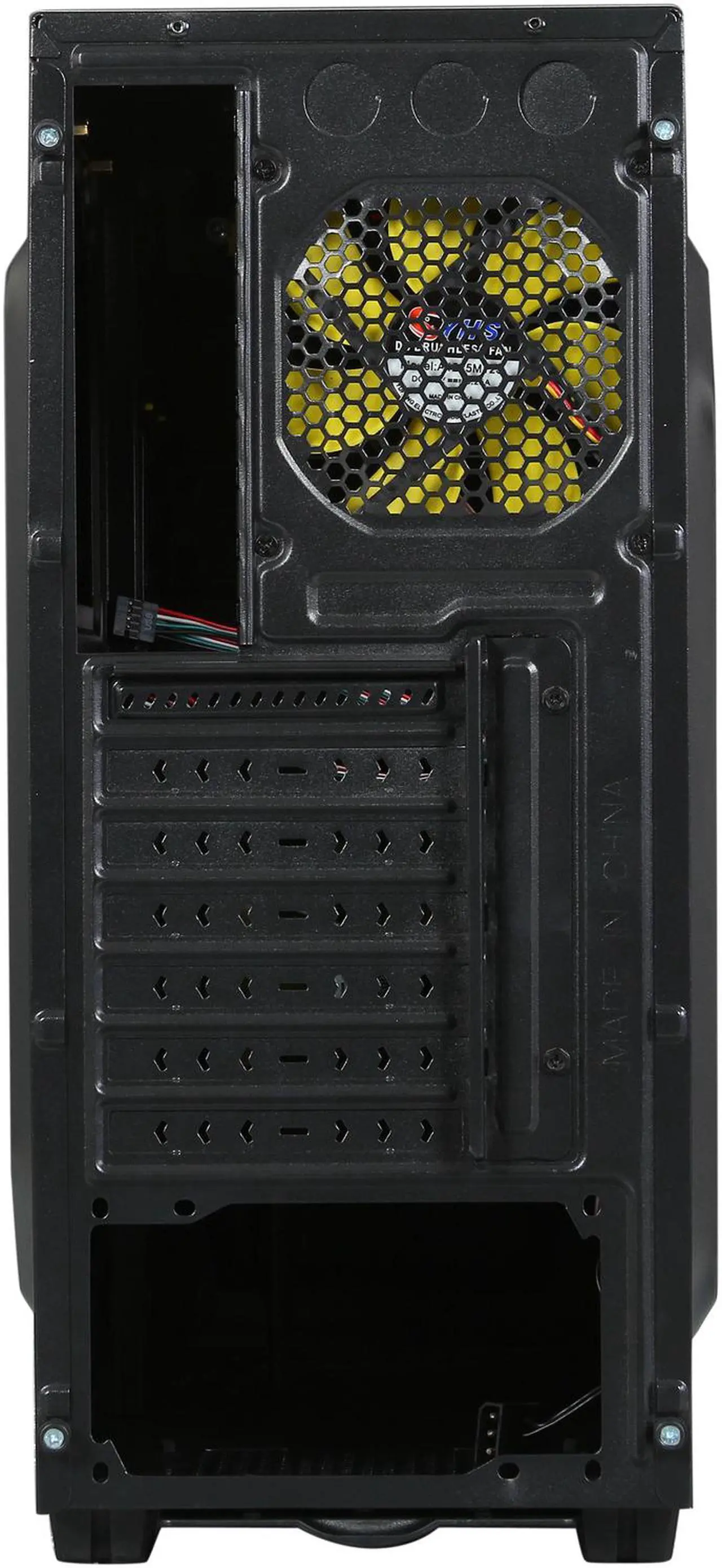 Alt view image 9 of 9 - DIYPC Ranger-R8-Y Black/Yellow USB 3.0 ATX Mid Tower Gaming Computer Case with 3 x Yellow Fans (1 x 140mm LED Fan x side, 1x120mm LED Fan x front, 1 x 120mm fan x rear)