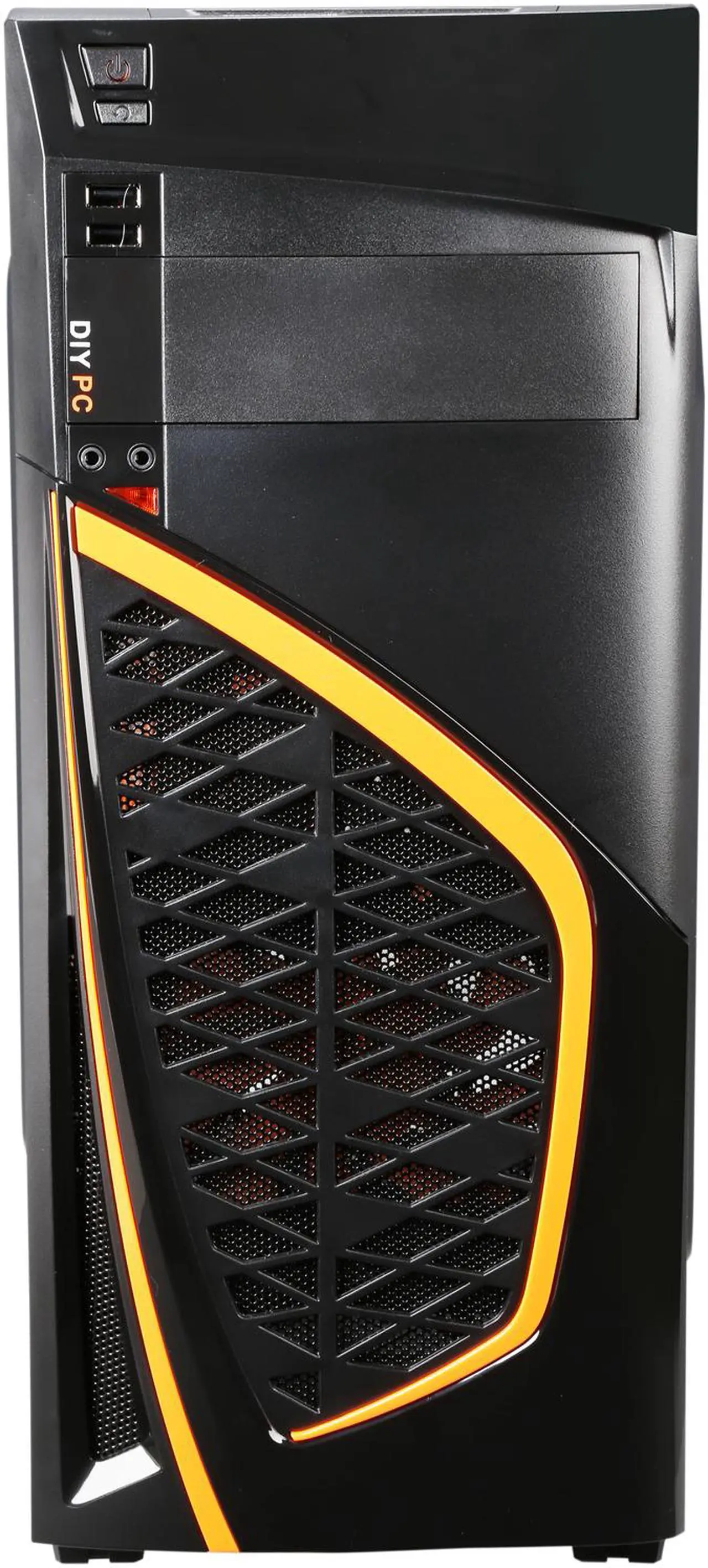 Alt view image 3 of 14 - DIYPC Zondda-O Black USB 3.0 ATX Mid Tower Gaming Computer Case with 3 x Orange Fans (1 x 120mm LED Fan x Side, 1 x 120mm LED Fan x Front, 1 x 120mm Fan x Rear)