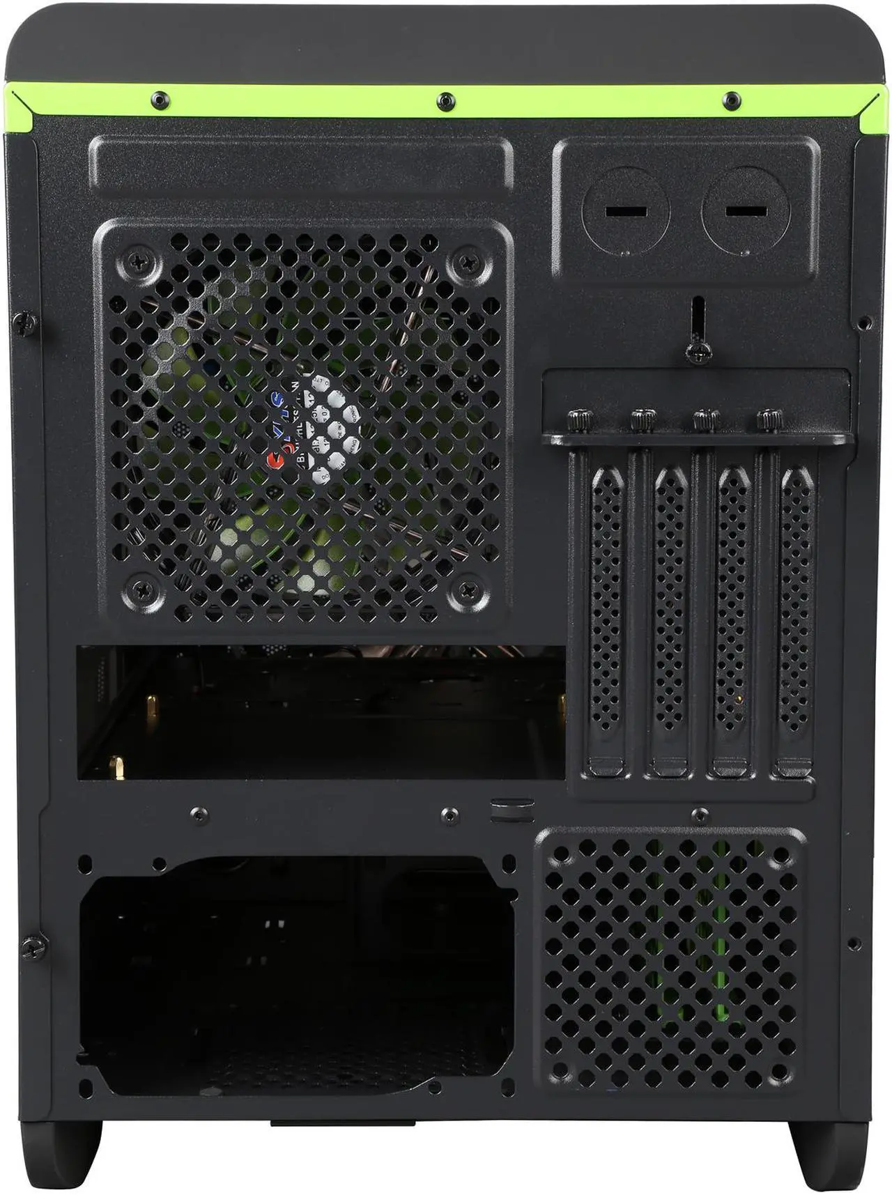 Alt view image 10 of 10 - DIYPC Cuboid-G Black USB 3.0 Gaming Micro-ATX Mid Tower Computer Case w/ 1 x 140mm LED Green Fan x Front, 1 x 120mm LED Green Fan x Rear