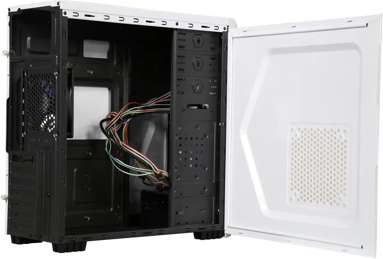 Alt view image 7 of 10 - DIYPC P48-W White SECC ATX / Micro ATX Mid Tower Computer Case w/ 2 x 120mm Blue Fans