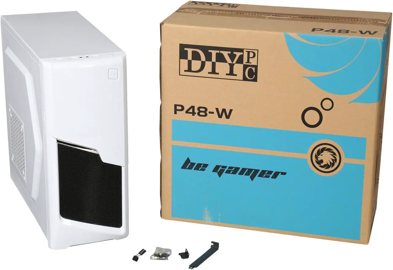 Alt view image 11 of 10 - DIYPC P48-W White SECC ATX / Micro ATX Mid Tower Computer Case w/ 2 x 120mm Blue Fans