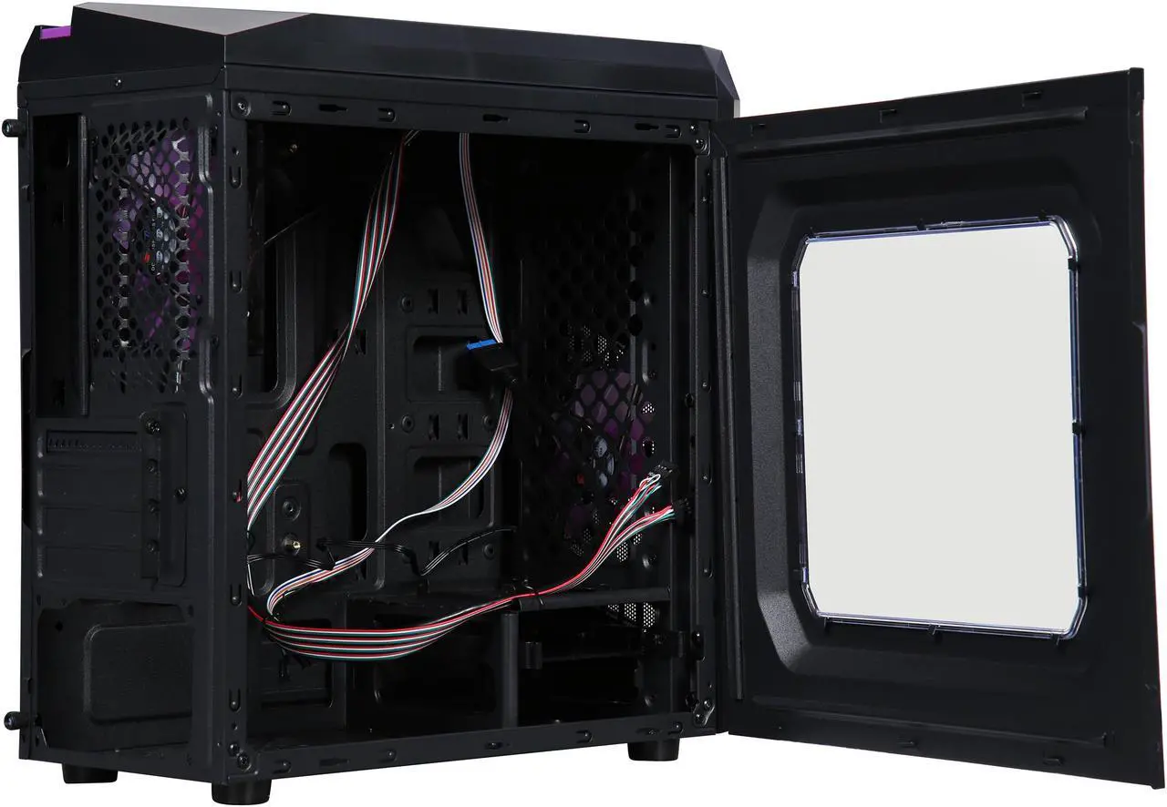 Alt view image 7 of 15 - DIYPC DIY-F2-P Black / Purple SPCC Micro ATX Mini Tower Computer Case