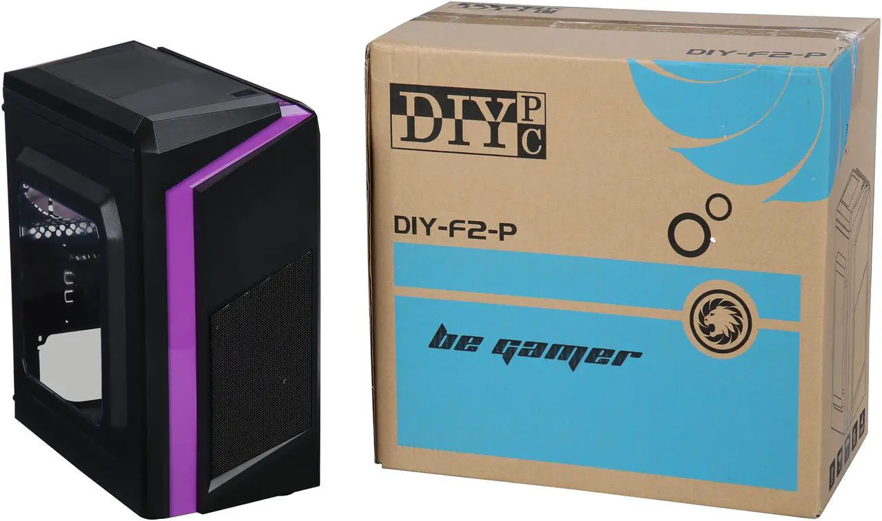 Alt view image 15 of 15 - DIYPC DIY-F2-P Black / Purple SPCC Micro ATX Mini Tower Computer Case