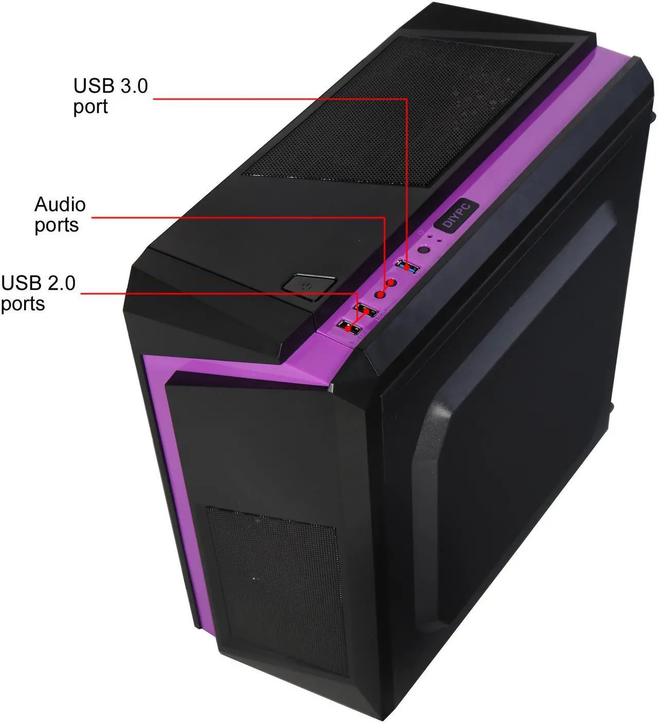 Alt view image 12 of 15 - DIYPC DIY-F2-P Black / Purple SPCC Micro ATX Mini Tower Computer Case