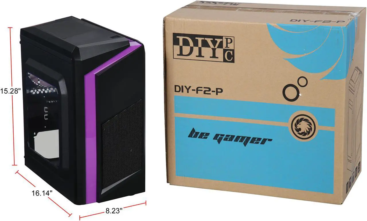 Alt view image 16 of 15 - DIYPC DIY-F2-P Black / Purple SPCC Micro ATX Mini Tower Computer Case