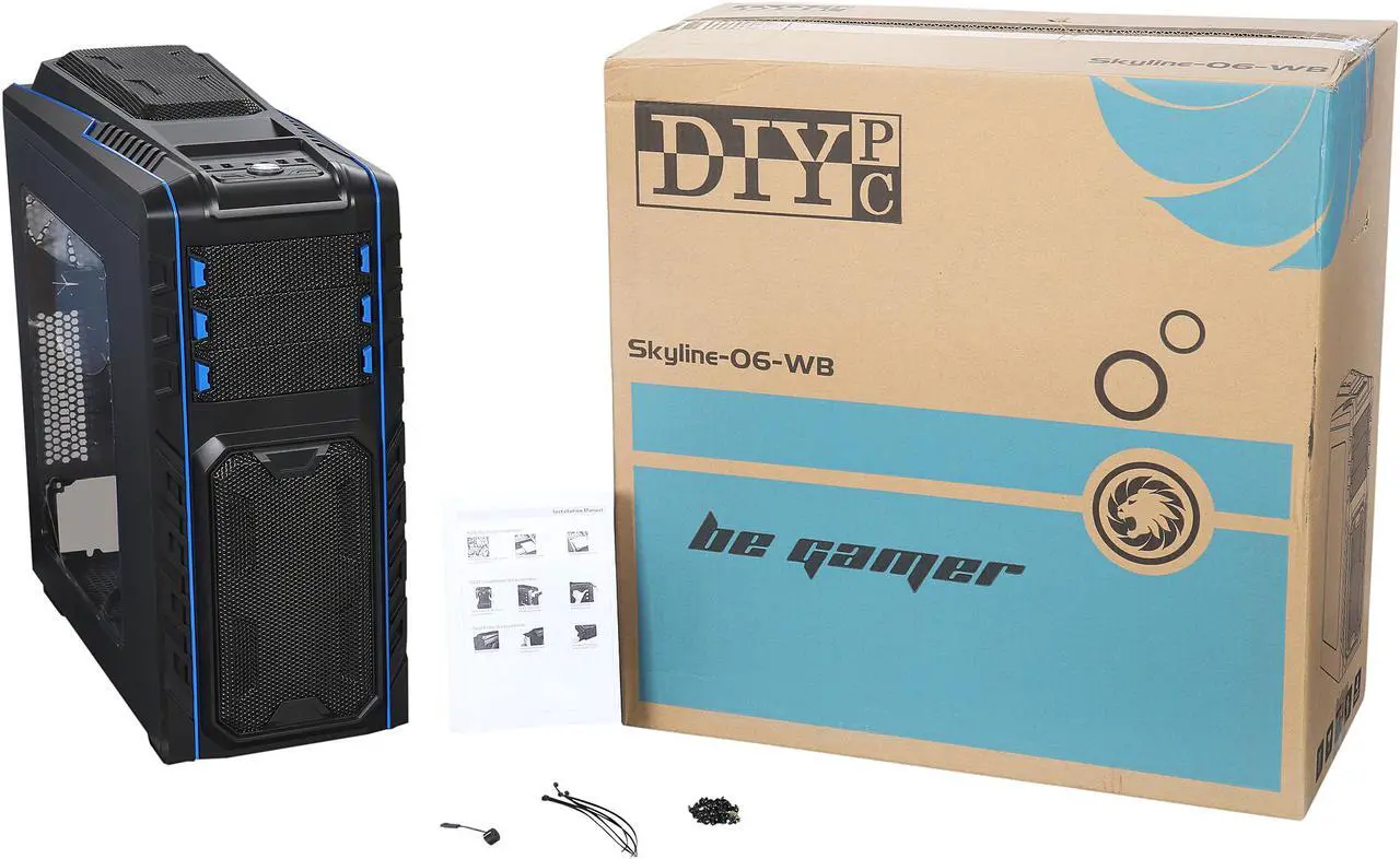 Alt view image 16 of 16 - DIYPC Skyline-06-WB Black SECC ATX Full Tower Computer Case