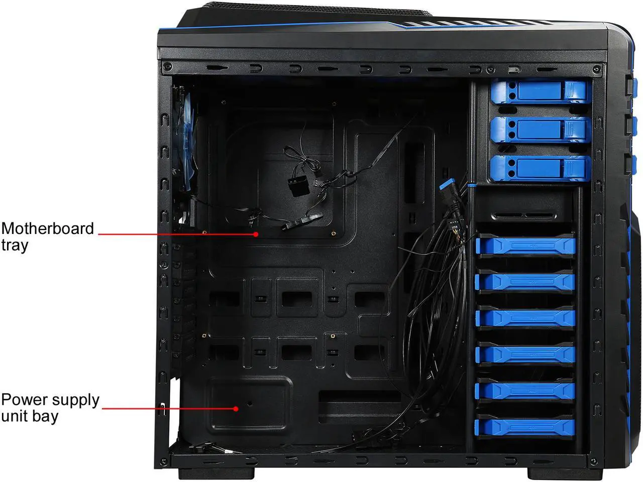 Alt view image 9 of 16 - DIYPC Skyline-06-WB Black SECC ATX Full Tower Computer Case