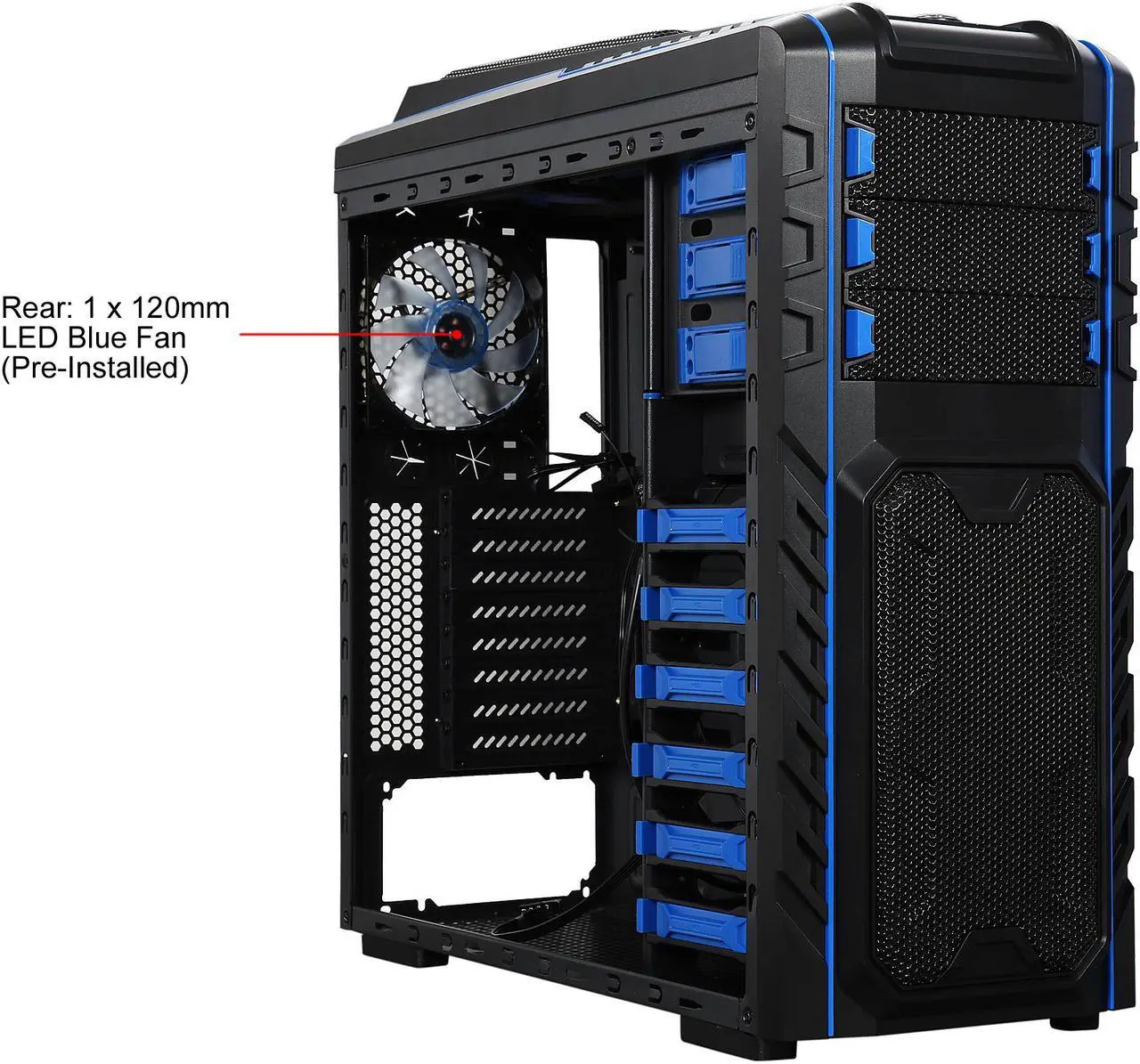 Alt view image 11 of 16 - DIYPC Skyline-06-WB Black SECC ATX Full Tower Computer Case