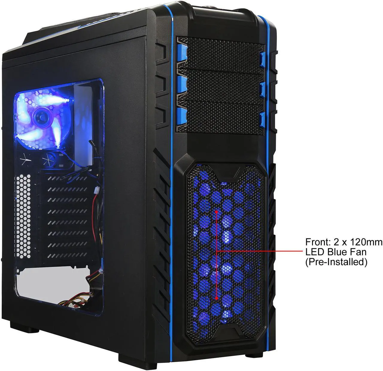 Alt view image 3 of 16 - DIYPC Skyline-06-WB Black SECC ATX Full Tower Computer Case