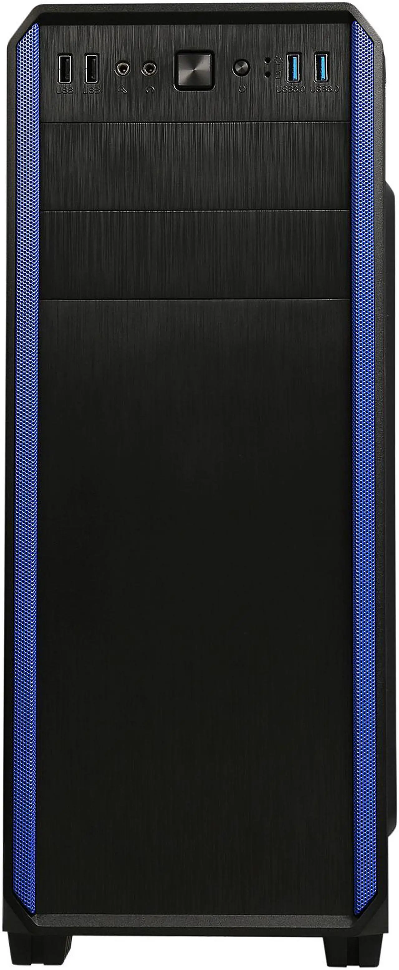 Alt view image 4 of 13 - DIYPC J180-BL Black Dual USB 3.0 ATX Mid Tower Gaming Computer Case with Build-in 2 x Fans (1 x 120mm Fan x Front, 1 x 120mm Blue LED Fan x Rear)