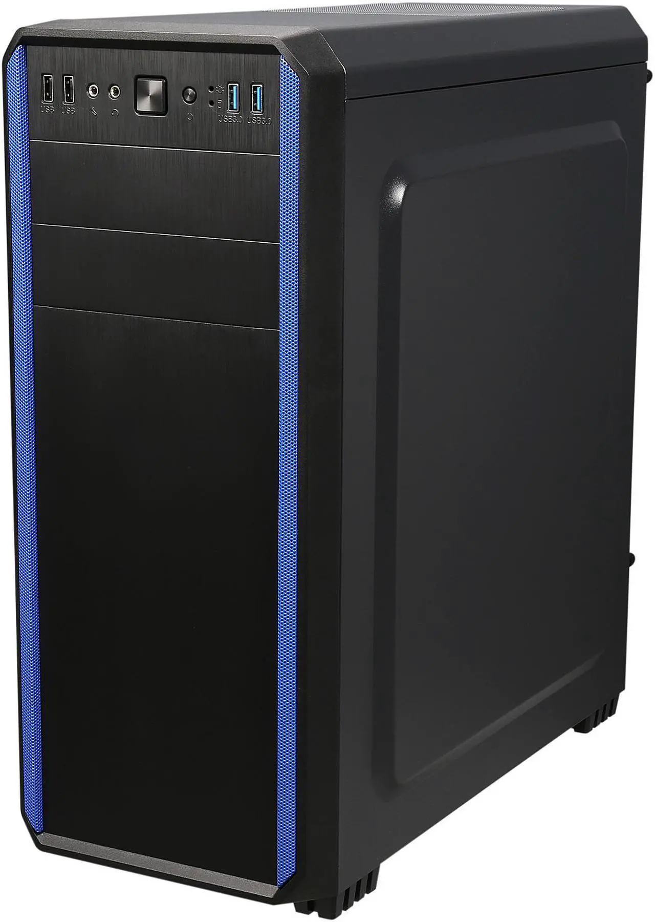 Alt view image 6 of 13 - DIYPC J180-BL Black Dual USB 3.0 ATX Mid Tower Gaming Computer Case with Build-in 2 x Fans (1 x 120mm Fan x Front, 1 x 120mm Blue LED Fan x Rear)
