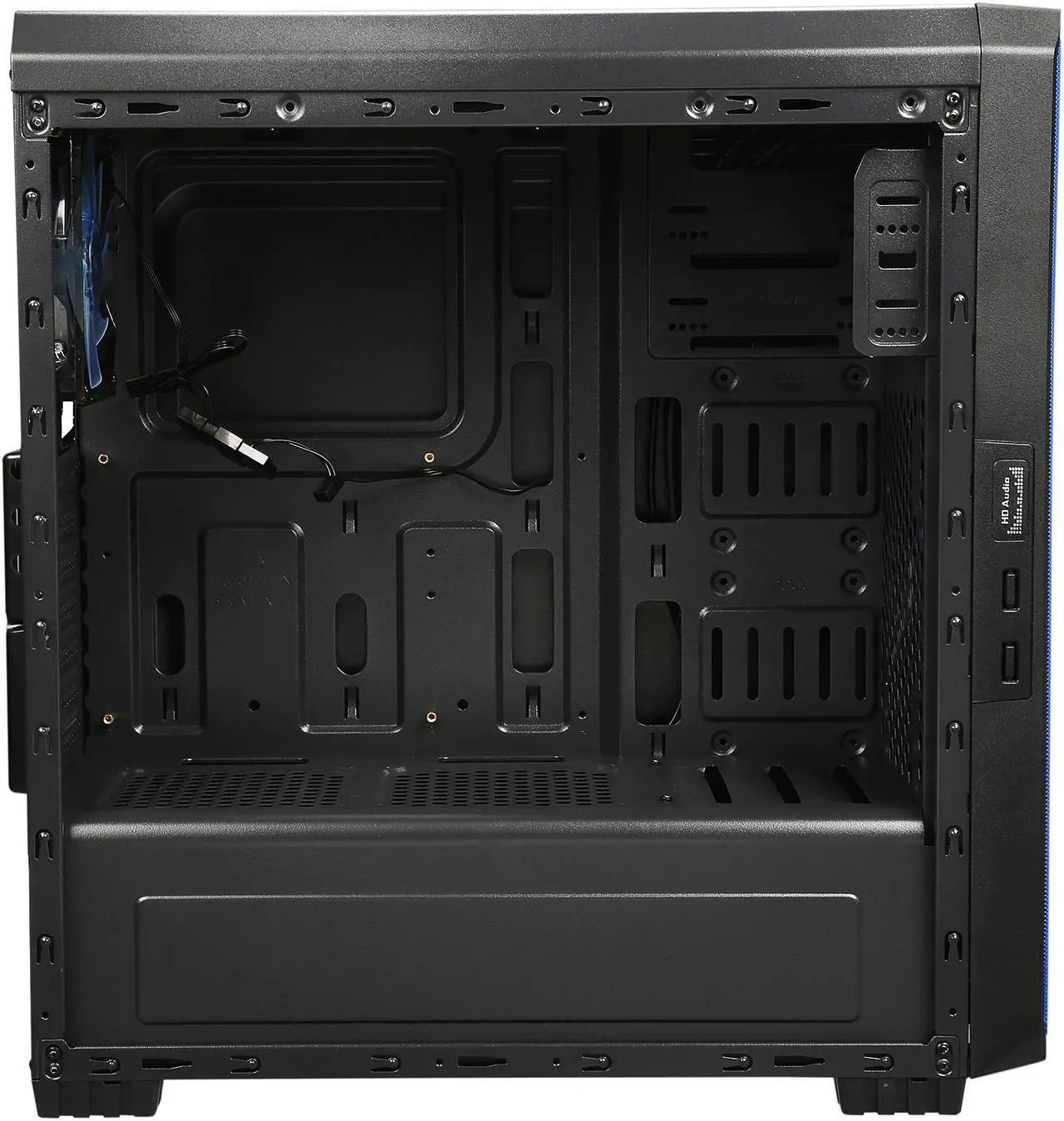 Alt view image 9 of 13 - DIYPC J180-BL Black Dual USB 3.0 ATX Mid Tower Gaming Computer Case with Build-in 2 x Fans (1 x 120mm Fan x Front, 1 x 120mm Blue LED Fan x Rear)
