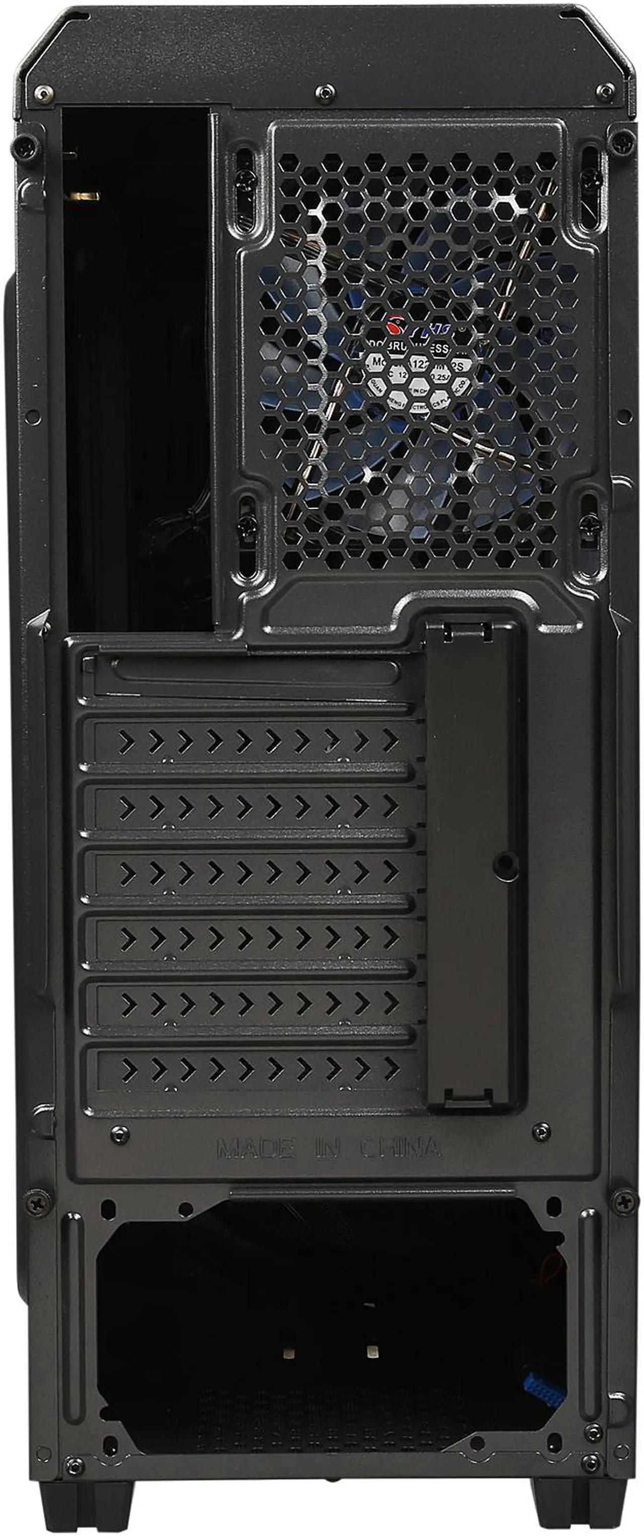 Alt view image 11 of 13 - DIYPC J180-BL Black Dual USB 3.0 ATX Mid Tower Gaming Computer Case with Build-in 2 x Fans (1 x 120mm Fan x Front, 1 x 120mm Blue LED Fan x Rear)