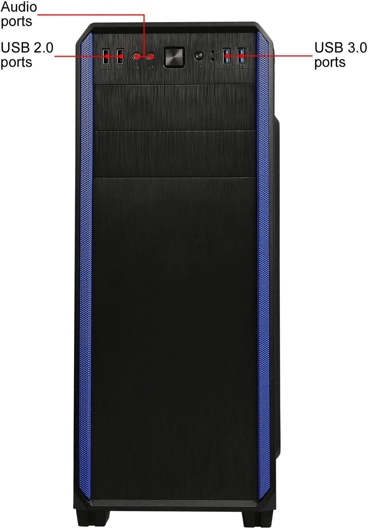 Alt view image 5 of 13 - DIYPC J180-BL Black Dual USB 3.0 ATX Mid Tower Gaming Computer Case with Build-in 2 x Fans (1 x 120mm Fan x Front, 1 x 120mm Blue LED Fan x Rear)