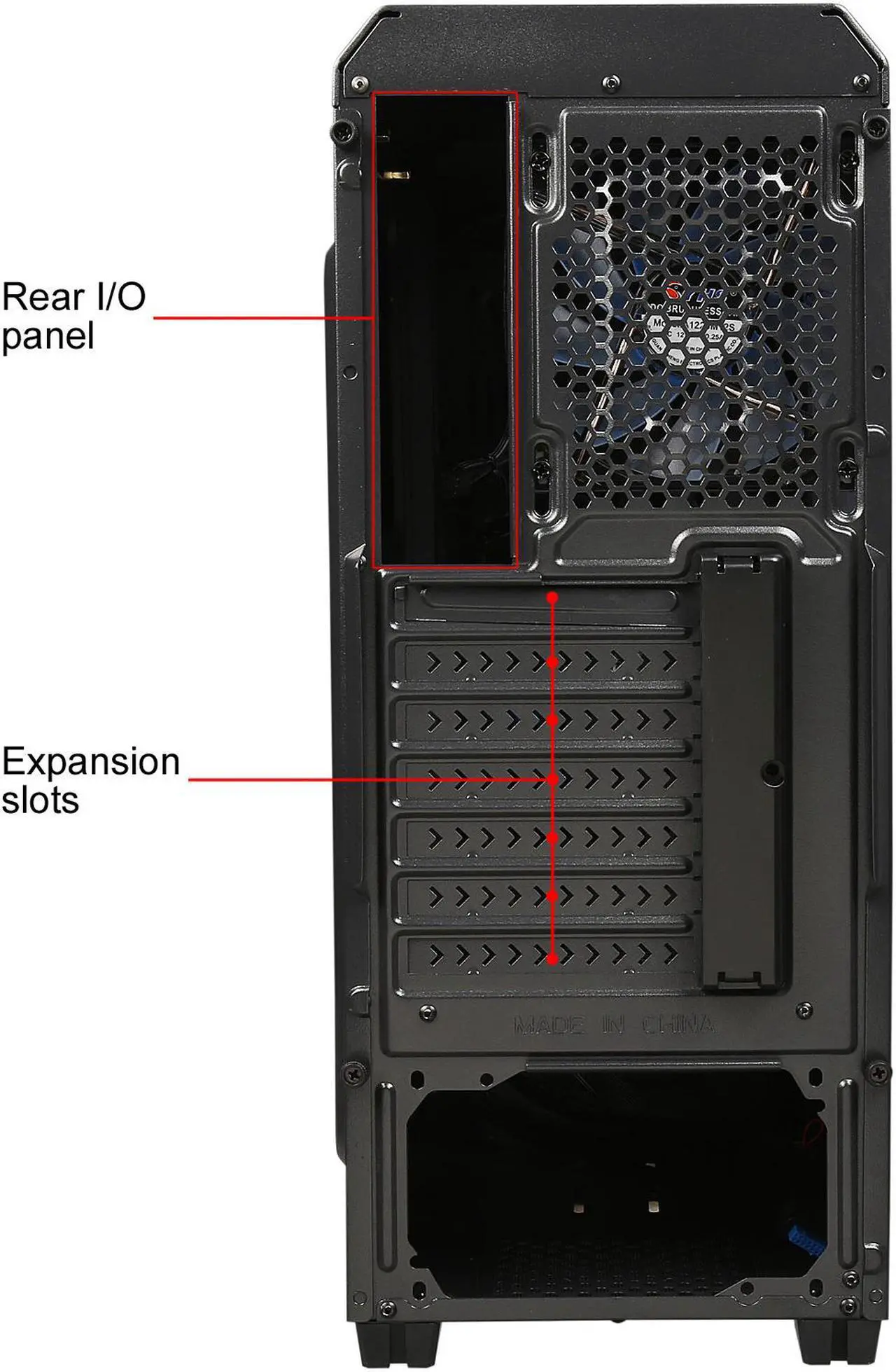 Alt view image 12 of 13 - DIYPC J180-BL Black Dual USB 3.0 ATX Mid Tower Gaming Computer Case with Build-in 2 x Fans (1 x 120mm Fan x Front, 1 x 120mm Blue LED Fan x Rear)