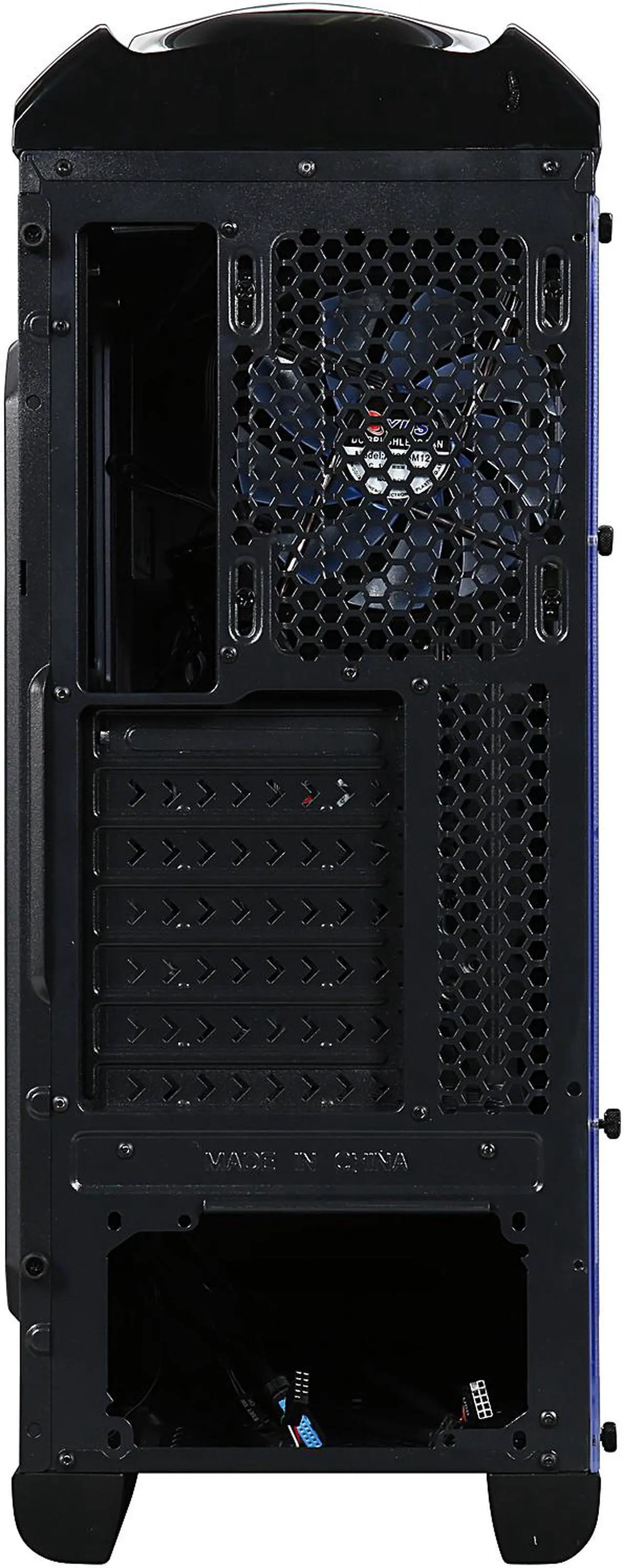 Alt view image 6 of 10 - DIYPC VT380-BK Black USB 3.0 ATX Mid Tower Gaming Computer Case with Build-in 3 x Fans (2 x 120mm Blue LED Fan x Front, 1 x 120mm Blue LED Fan x rear)