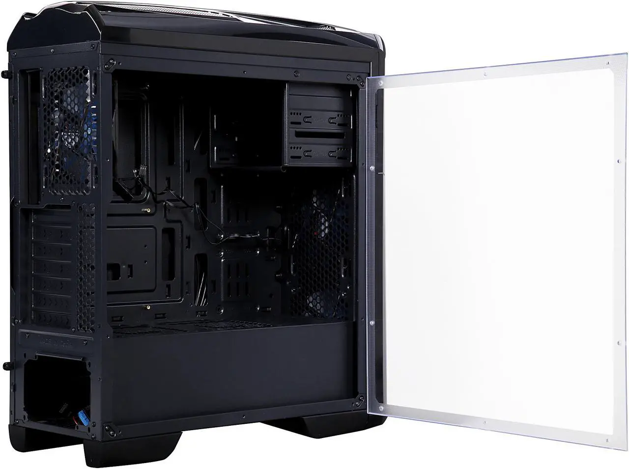 Alt view image 7 of 10 - DIYPC VT380-BK Black USB 3.0 ATX Mid Tower Gaming Computer Case with Build-in 3 x Fans (2 x 120mm Blue LED Fan x Front, 1 x 120mm Blue LED Fan x rear)