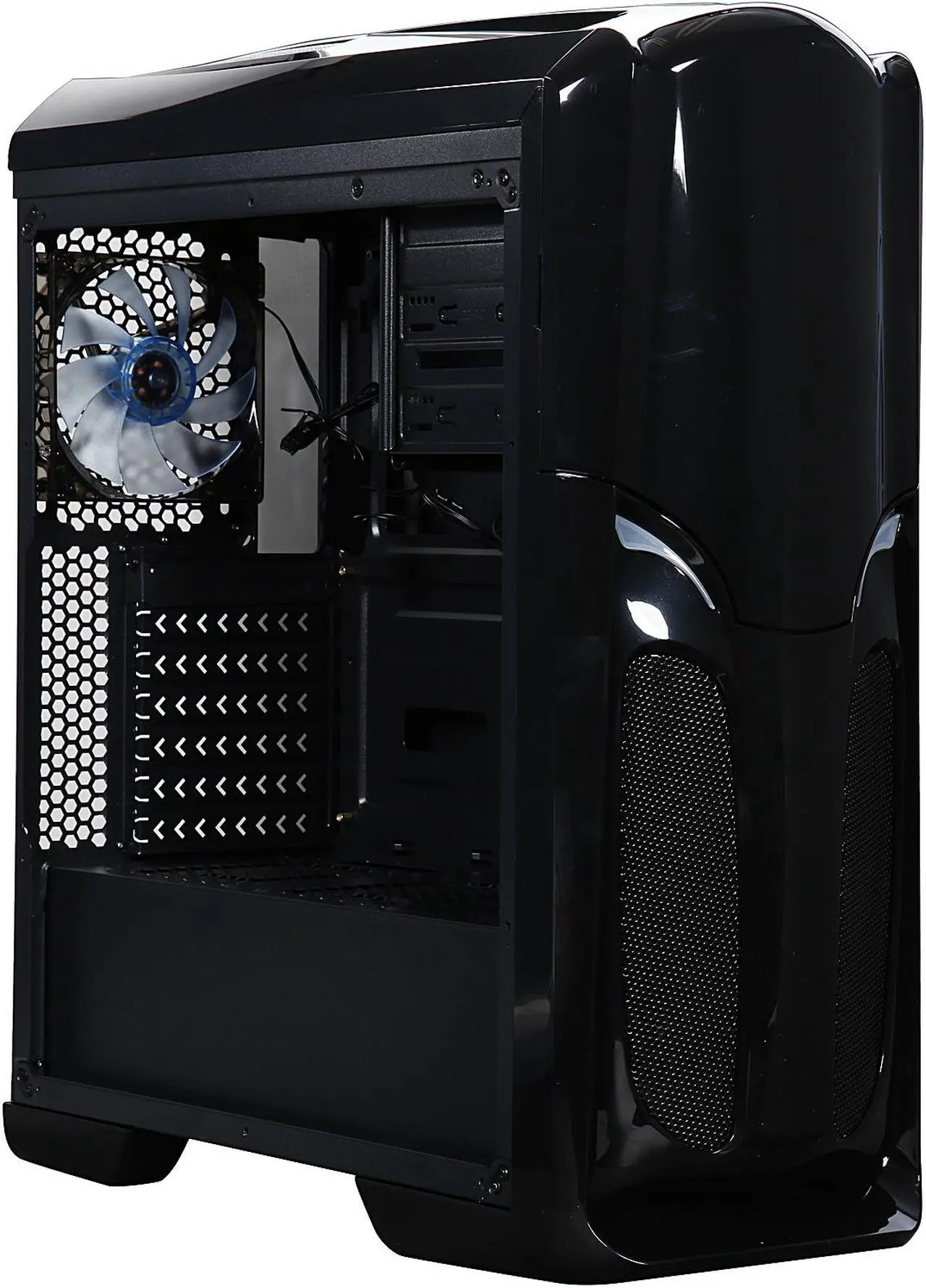 Alt view image 9 of 10 - DIYPC VT380-BK Black USB 3.0 ATX Mid Tower Gaming Computer Case with Build-in 3 x Fans (2 x 120mm Blue LED Fan x Front, 1 x 120mm Blue LED Fan x rear)